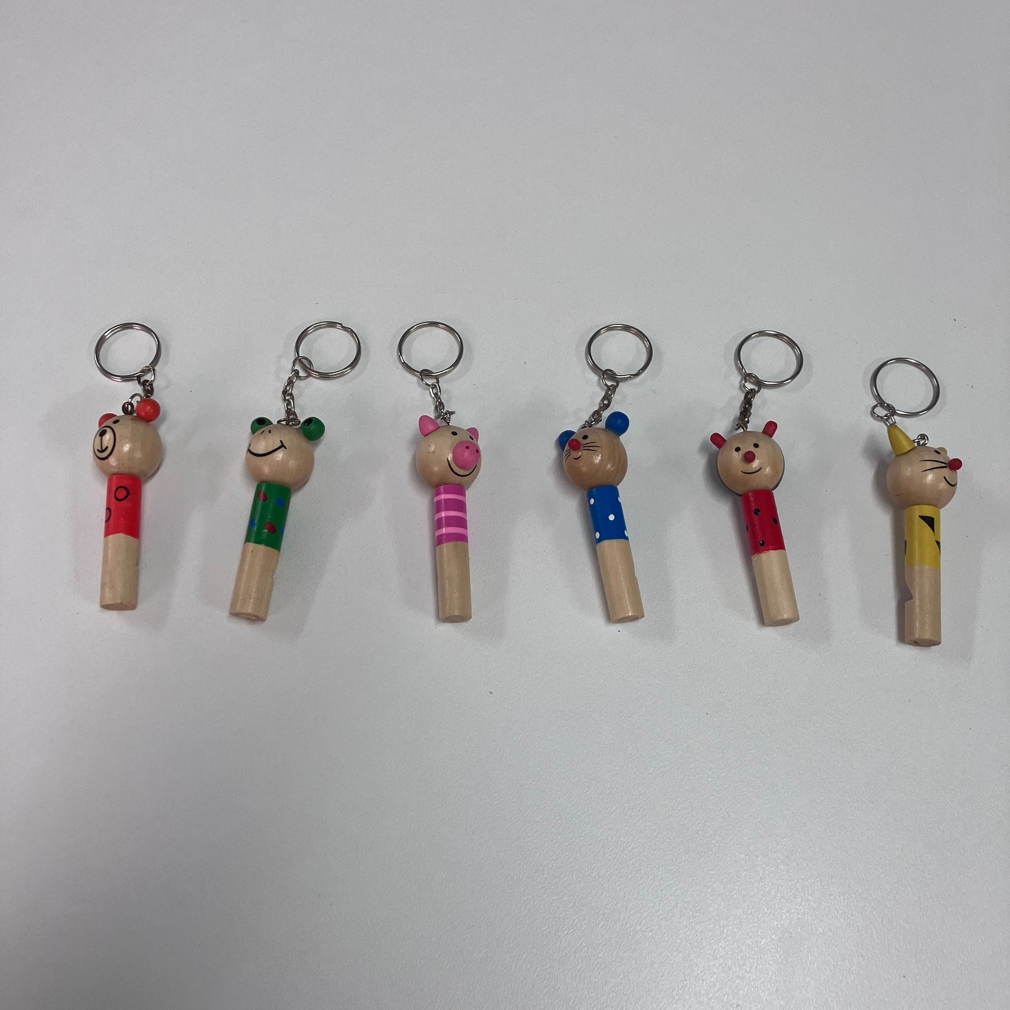 Wooden Keyring with Whistle - Animals - Assorted Designs