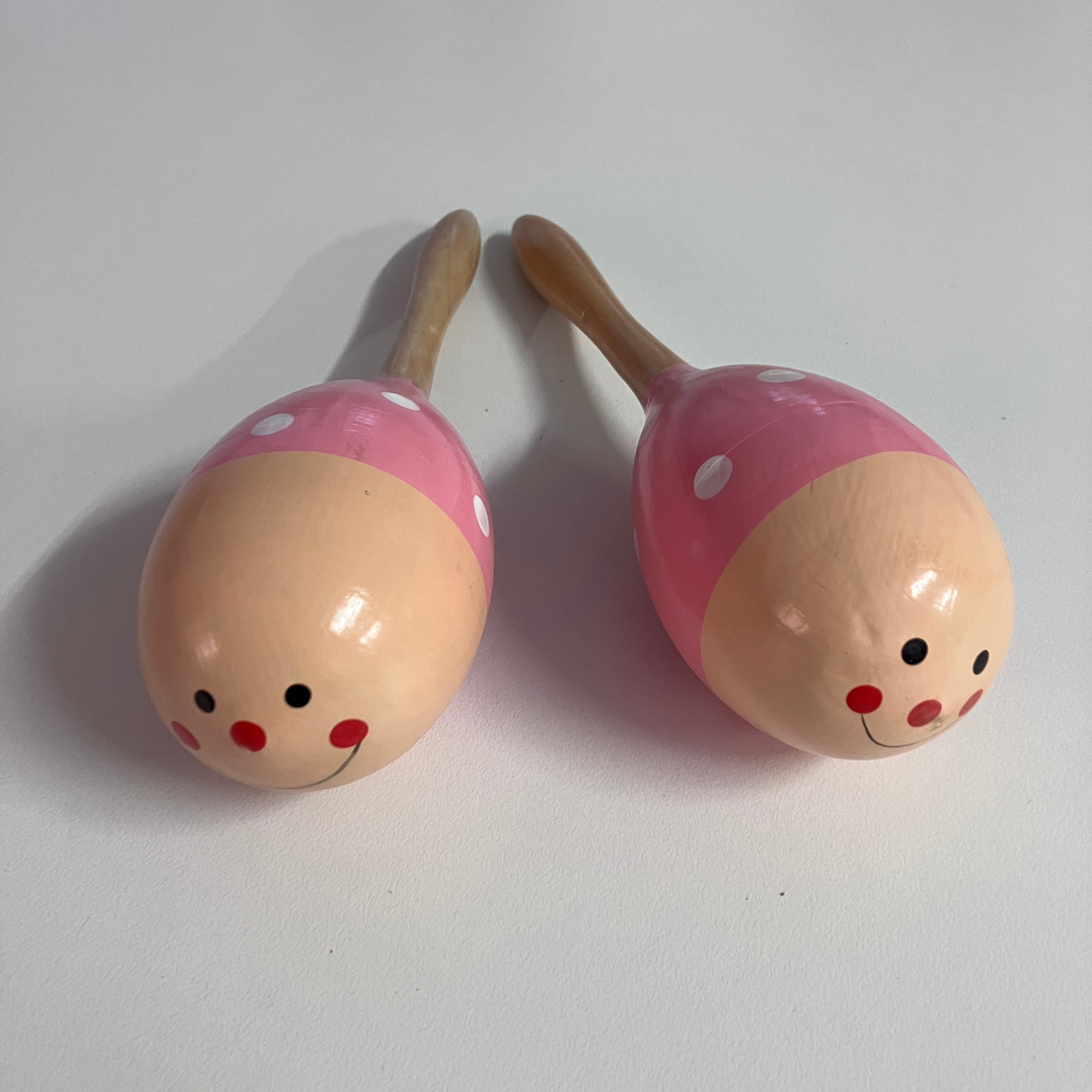 Wooden Maracas - 23cm - Pink Spot Bug