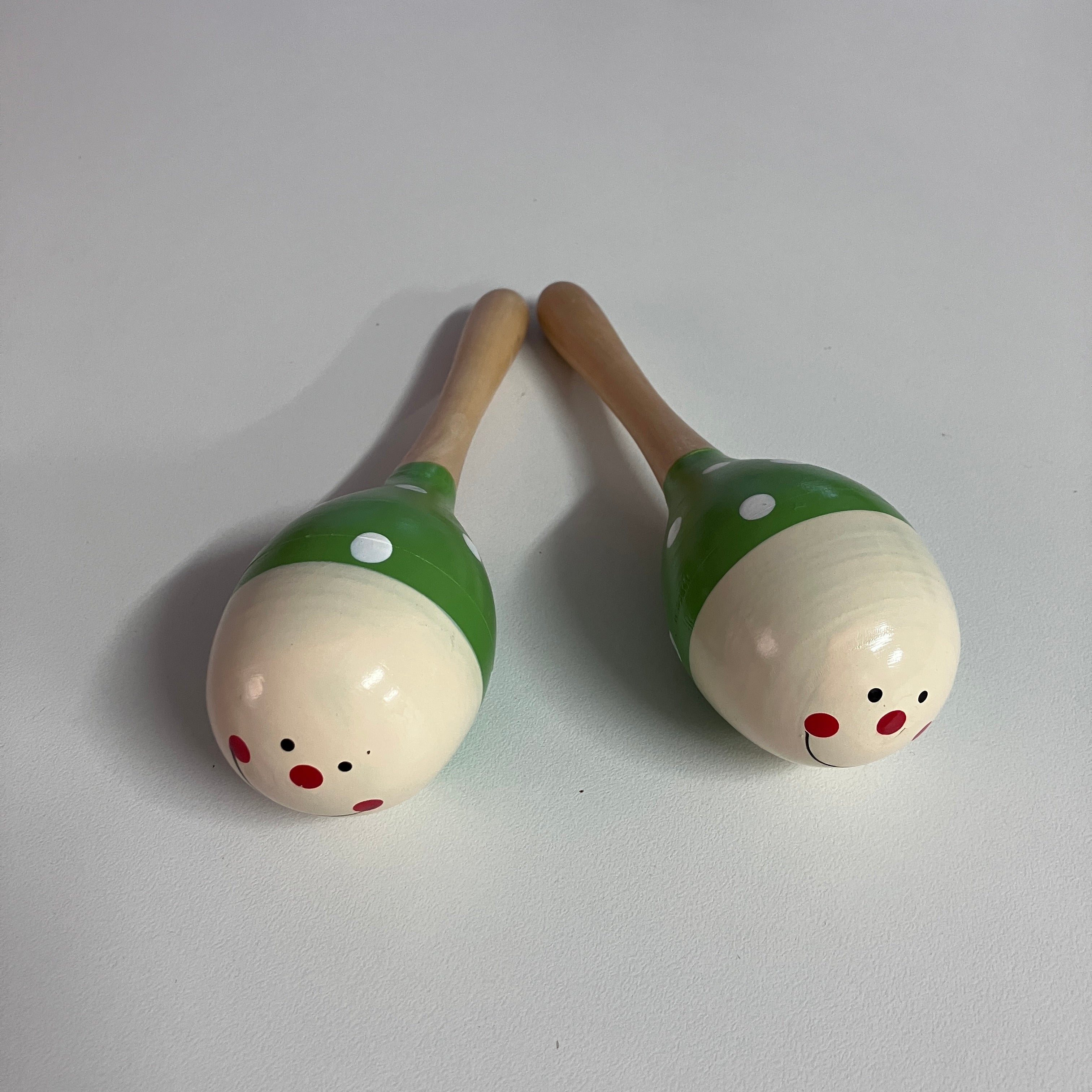 Wooden Maracas - 20cm - Lime Green Spot Bug