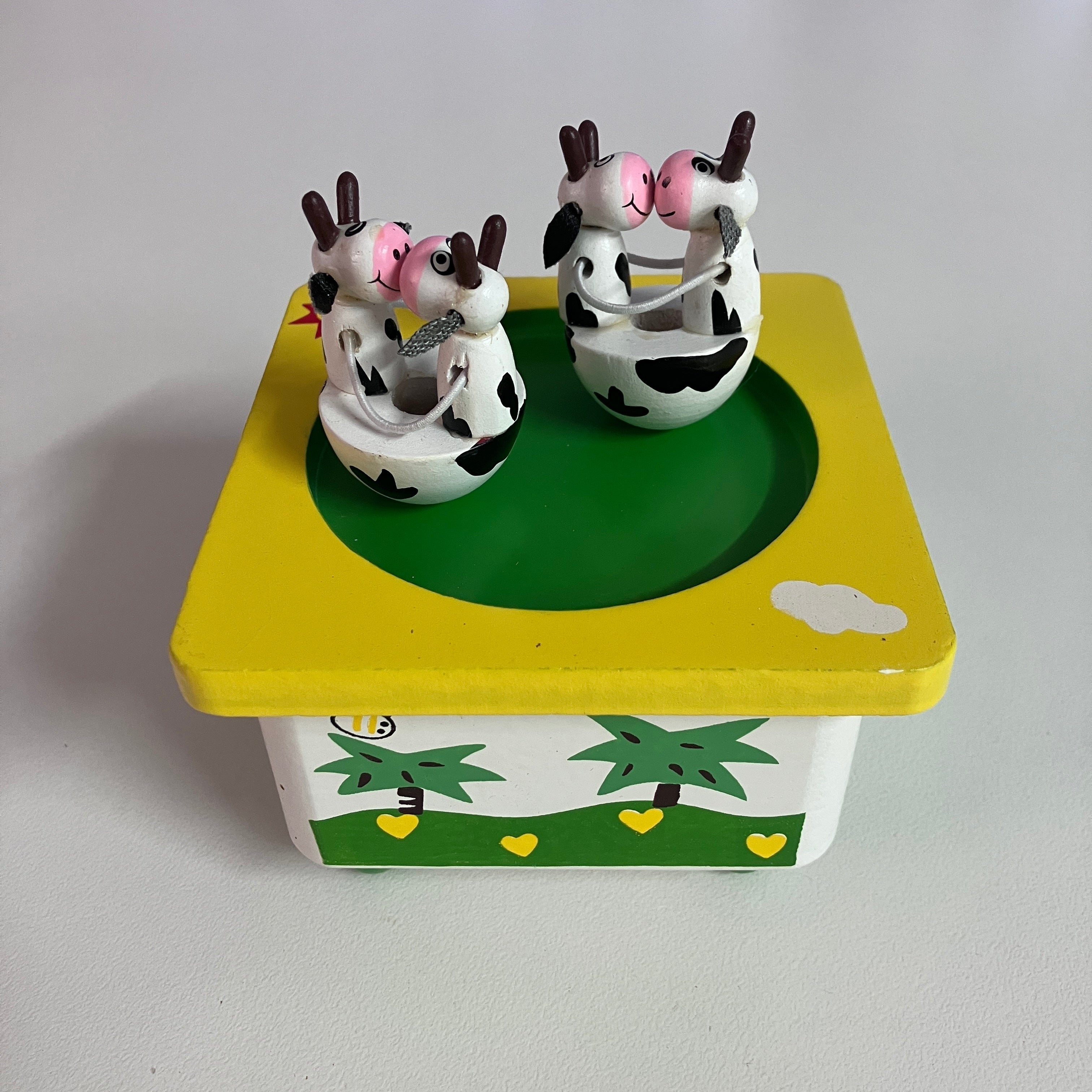 Wooden Music Box - Cow Pair