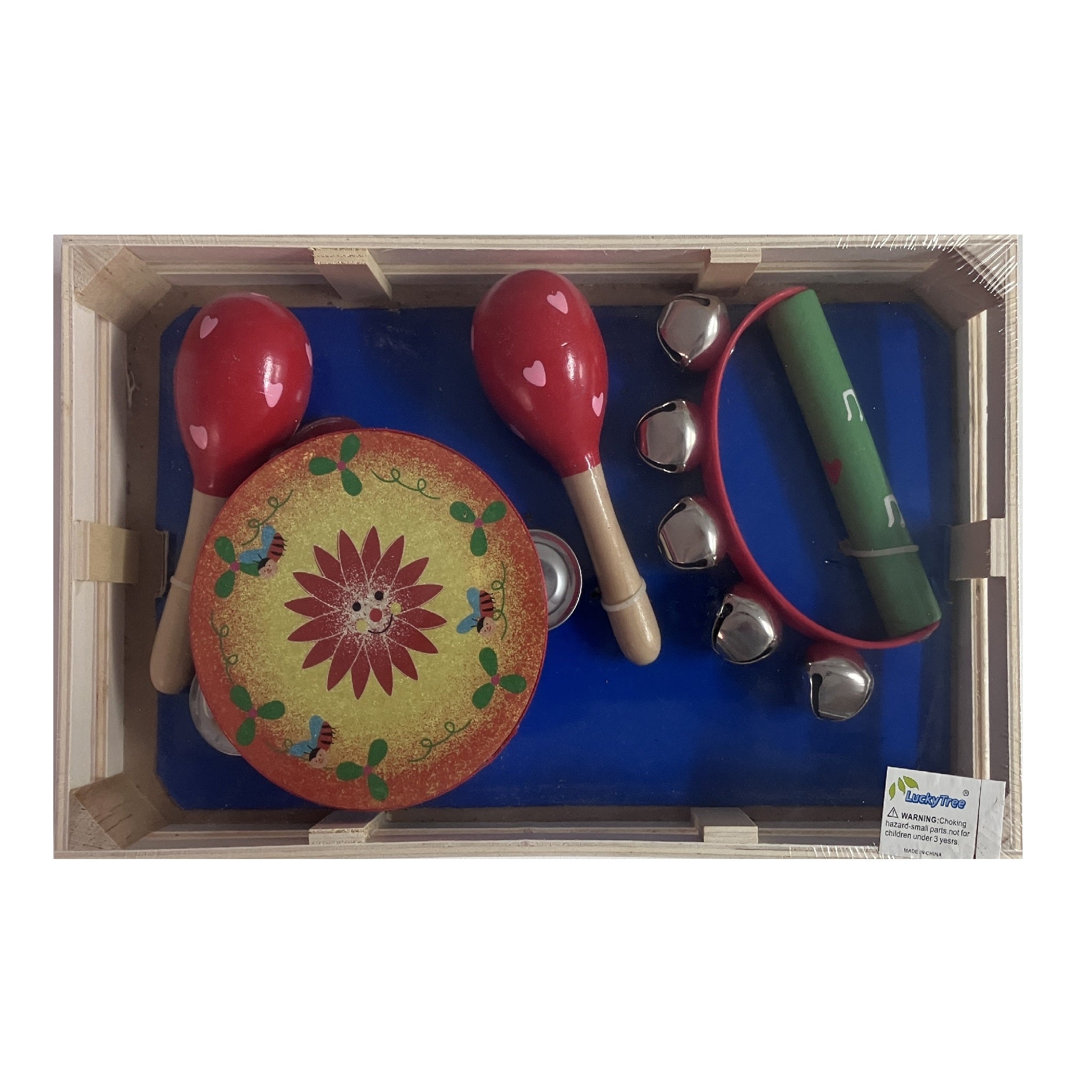 Music Set in Wooden Box - Small - Bee - Heart Maracas