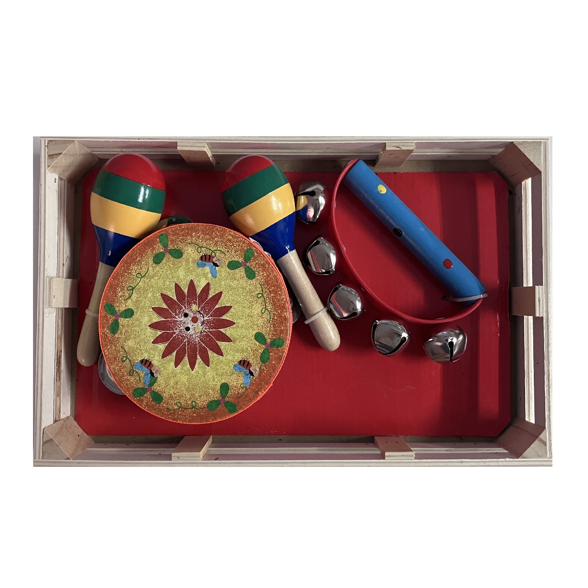 Music Set in Wooden Box - Small - Bee - RGYB Maracas