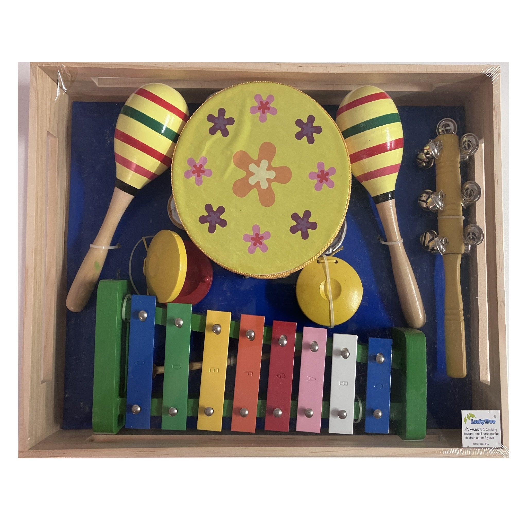 Music Set in Wooden Box - Large - 7pc - Flowers