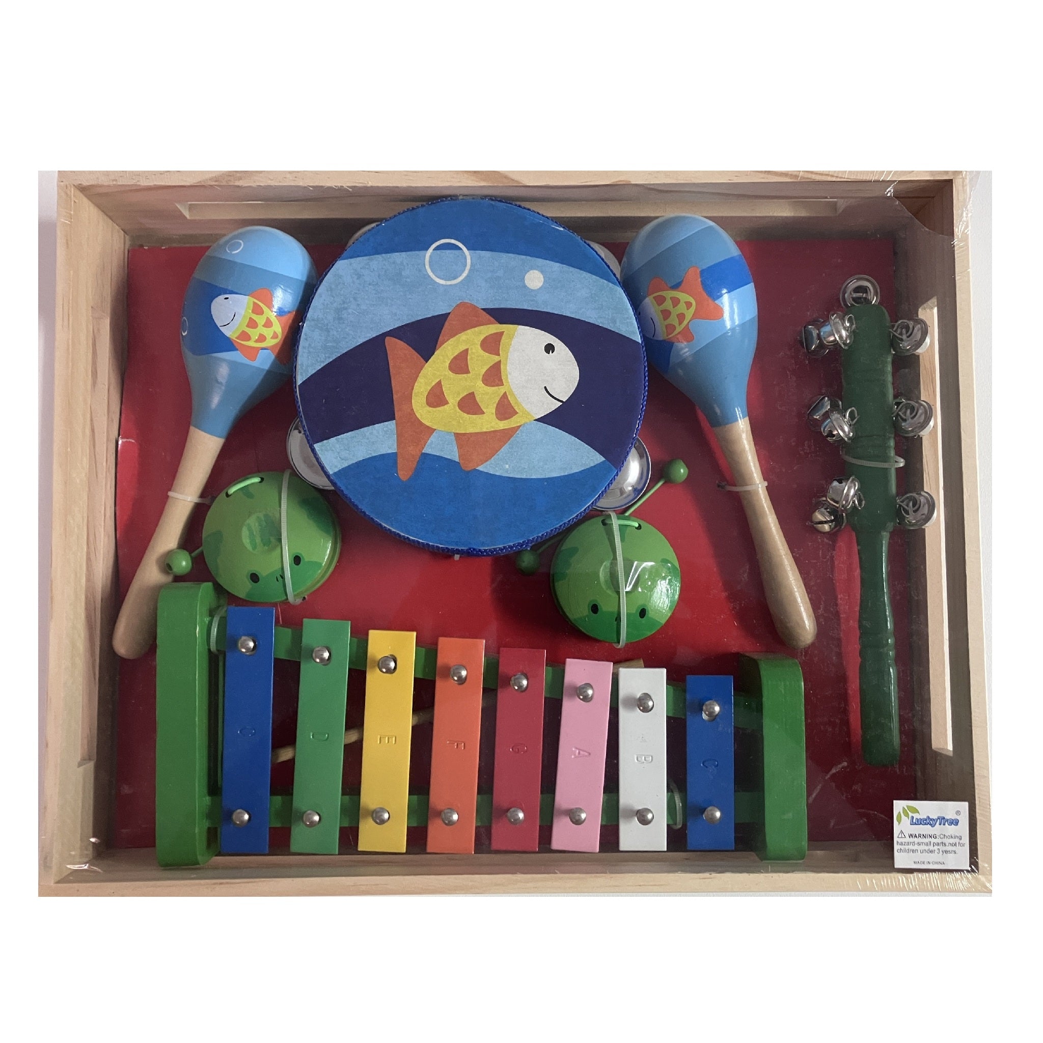 Music Set in Wooden Box - Large - 7pc - Fish