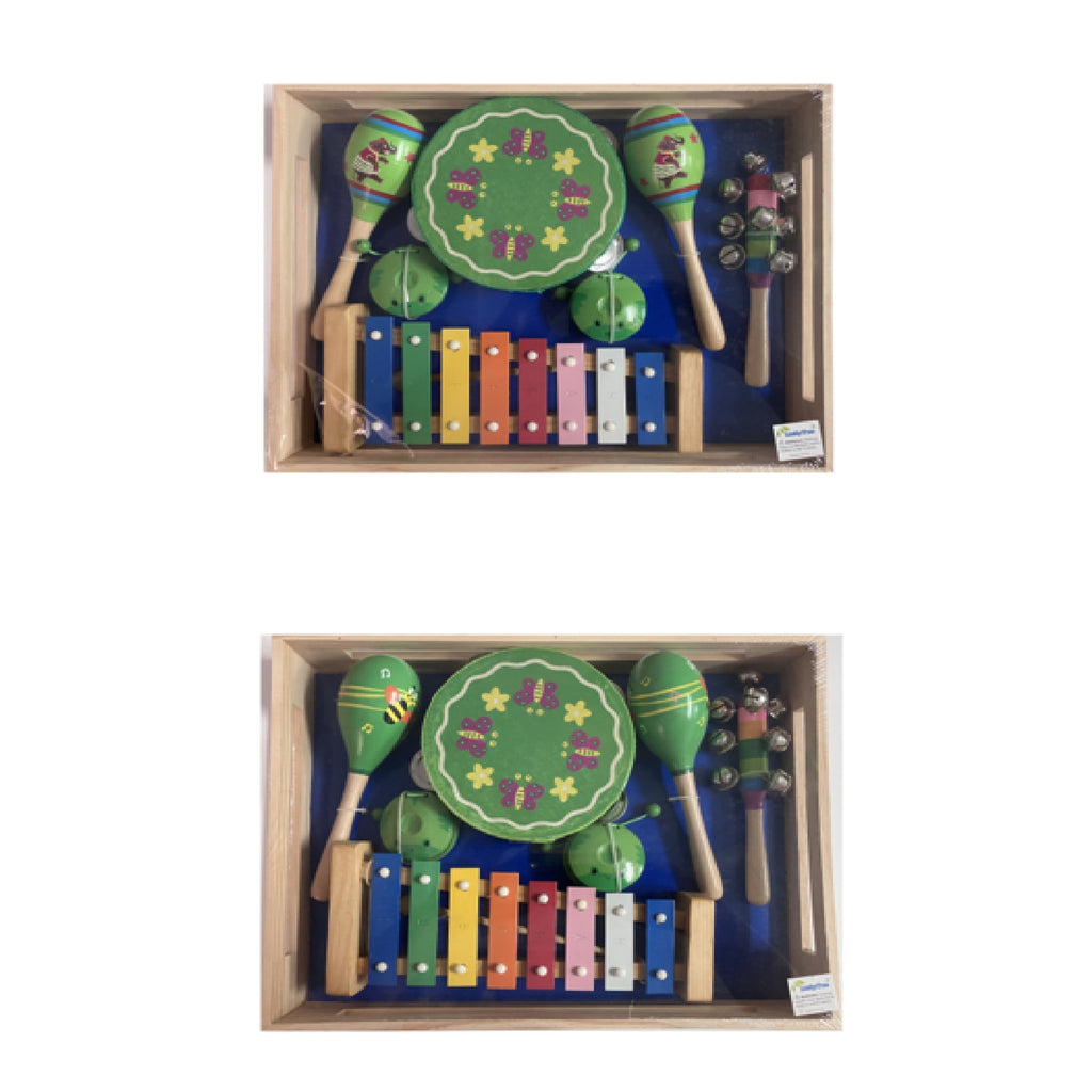 Music Set in Wooden Box - Large - 7pc - Butterflies