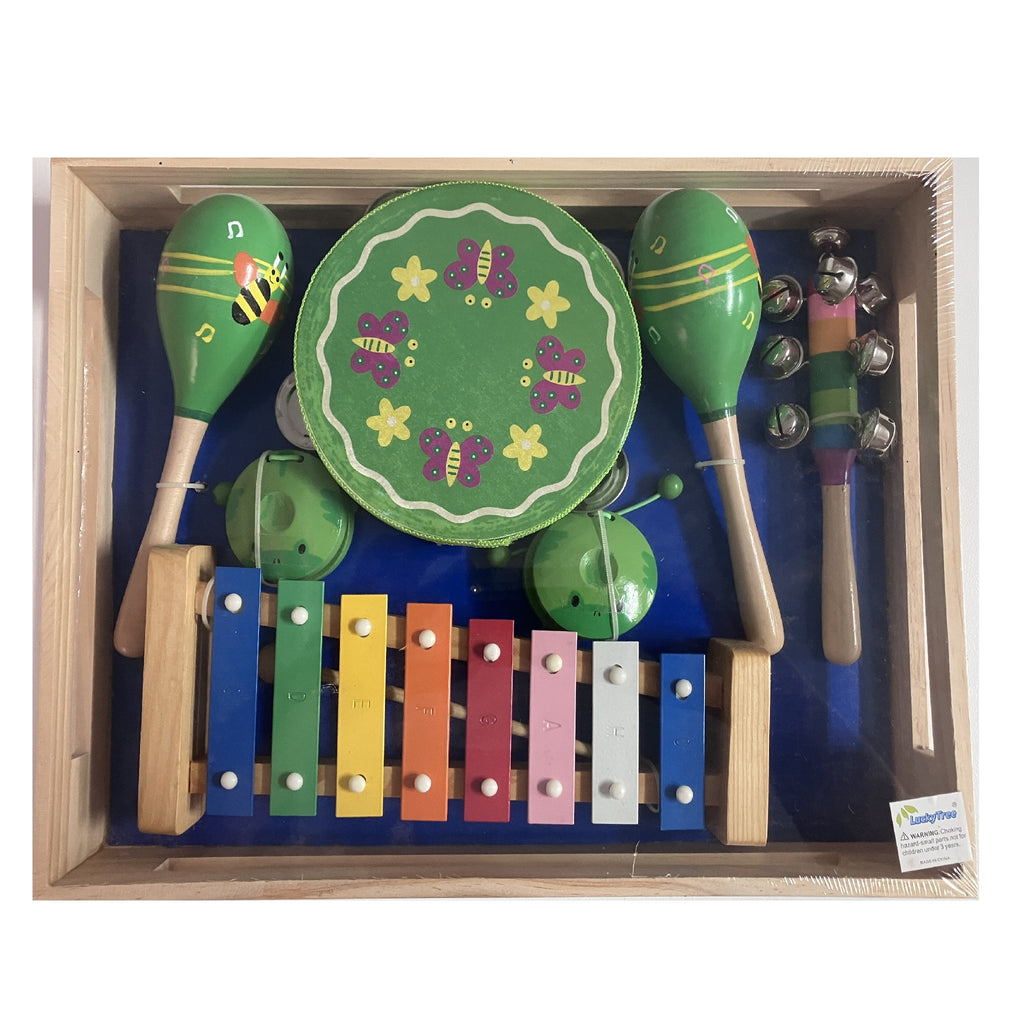 Music Set in Wooden Box - Large - 7pc - Butterflies