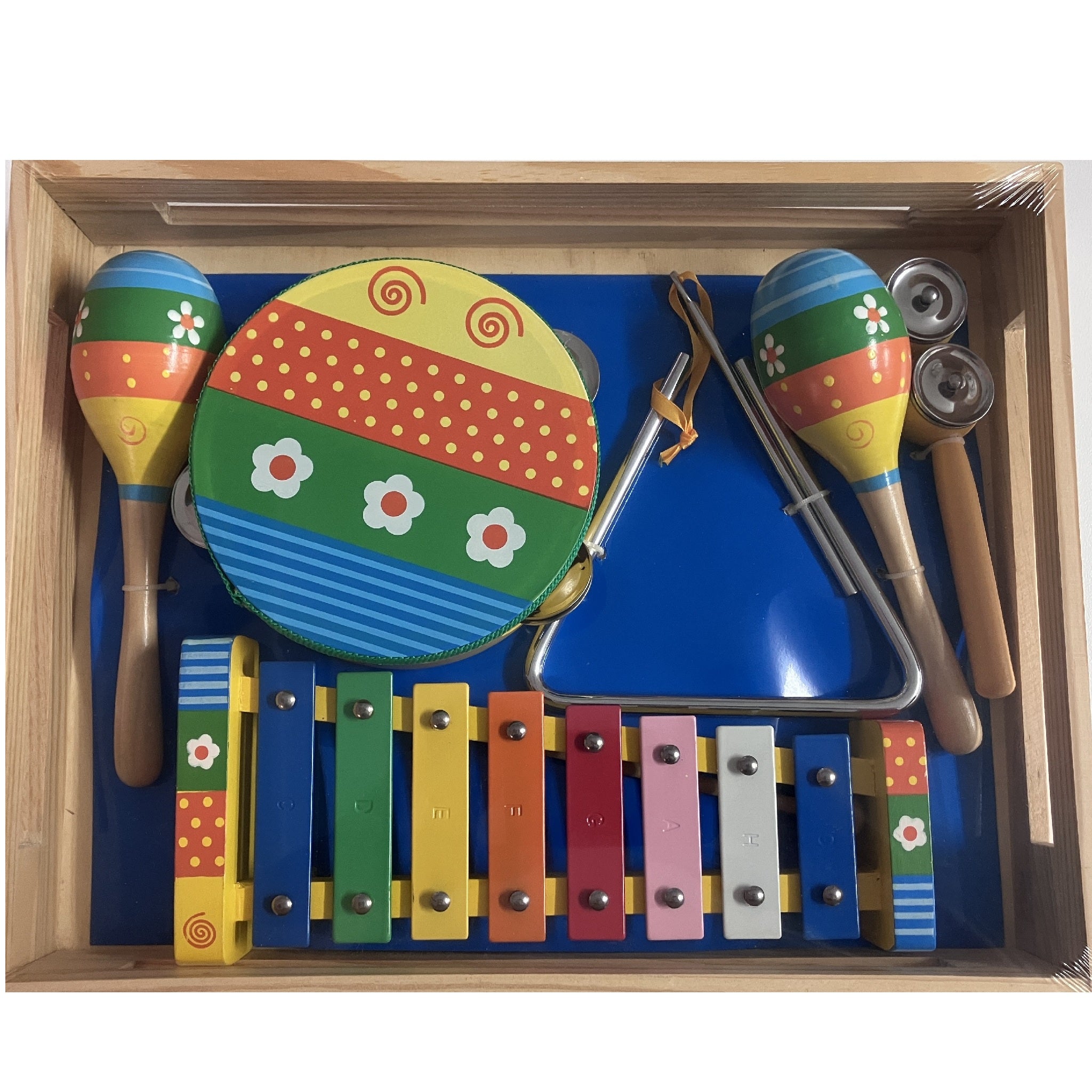 Music Set in Wooden Box - Large - Colourful