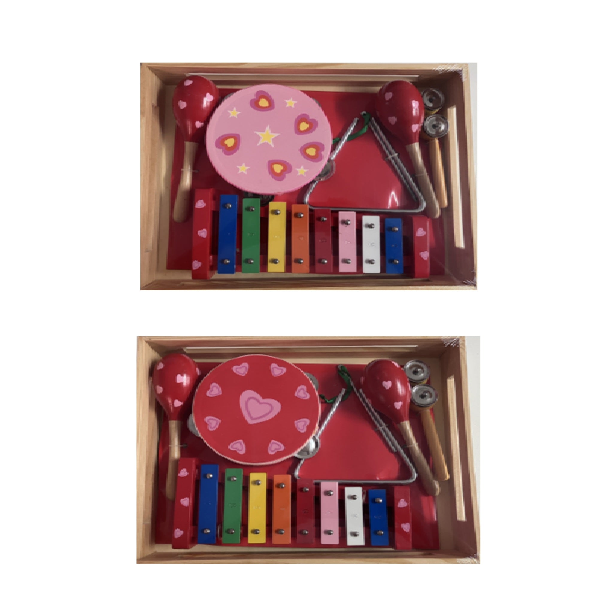 Music Set in Wooden Box - Large - Hearts