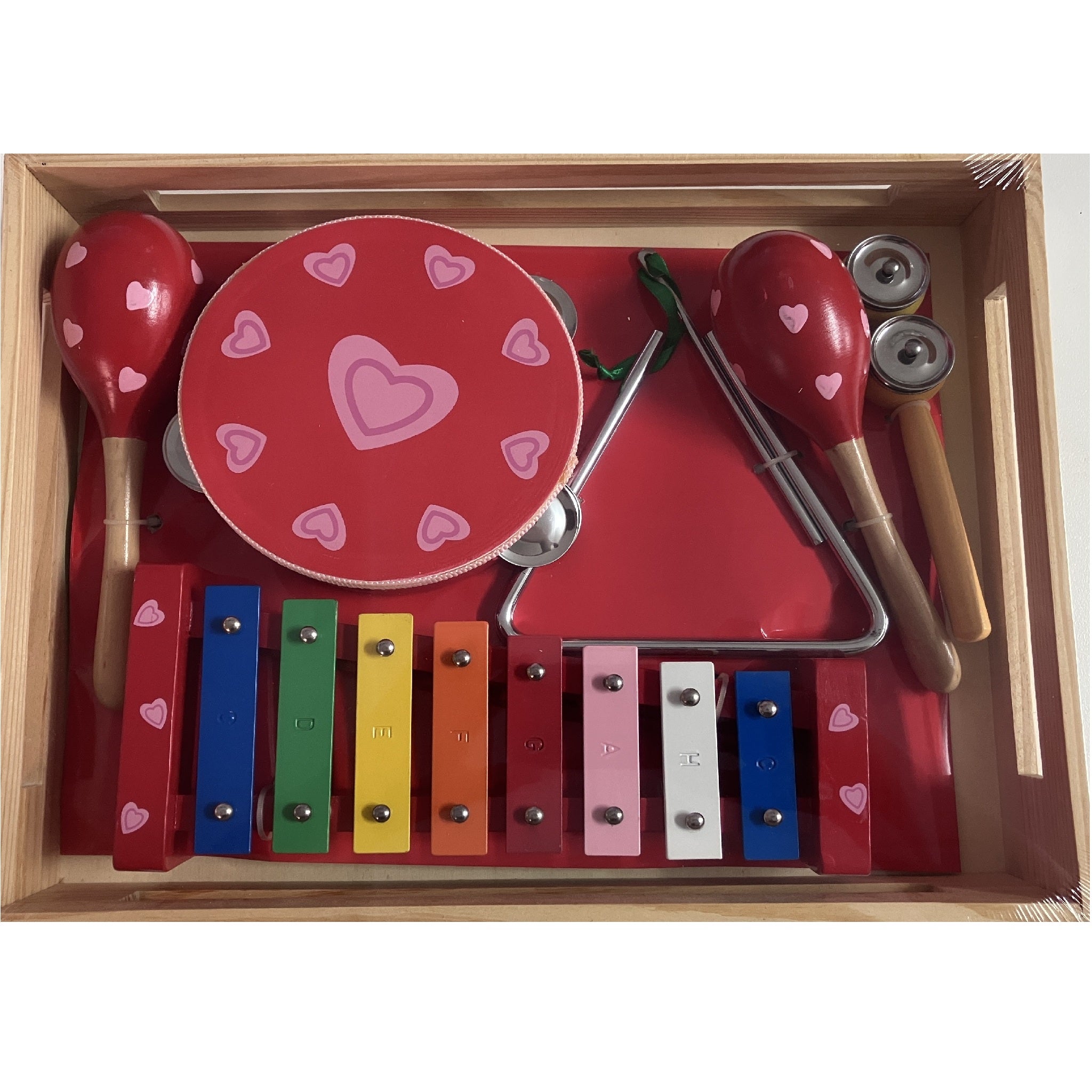 Music Set in Wooden Box - Large - Hearts
