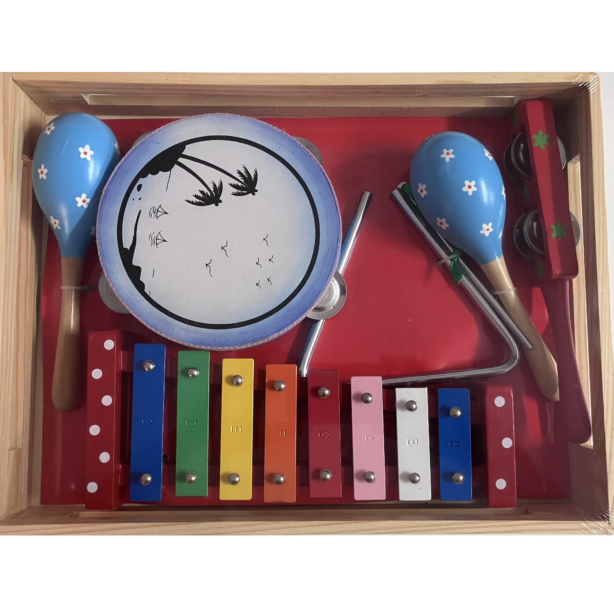 Music Set in Wooden Box - Large - Palm Tree