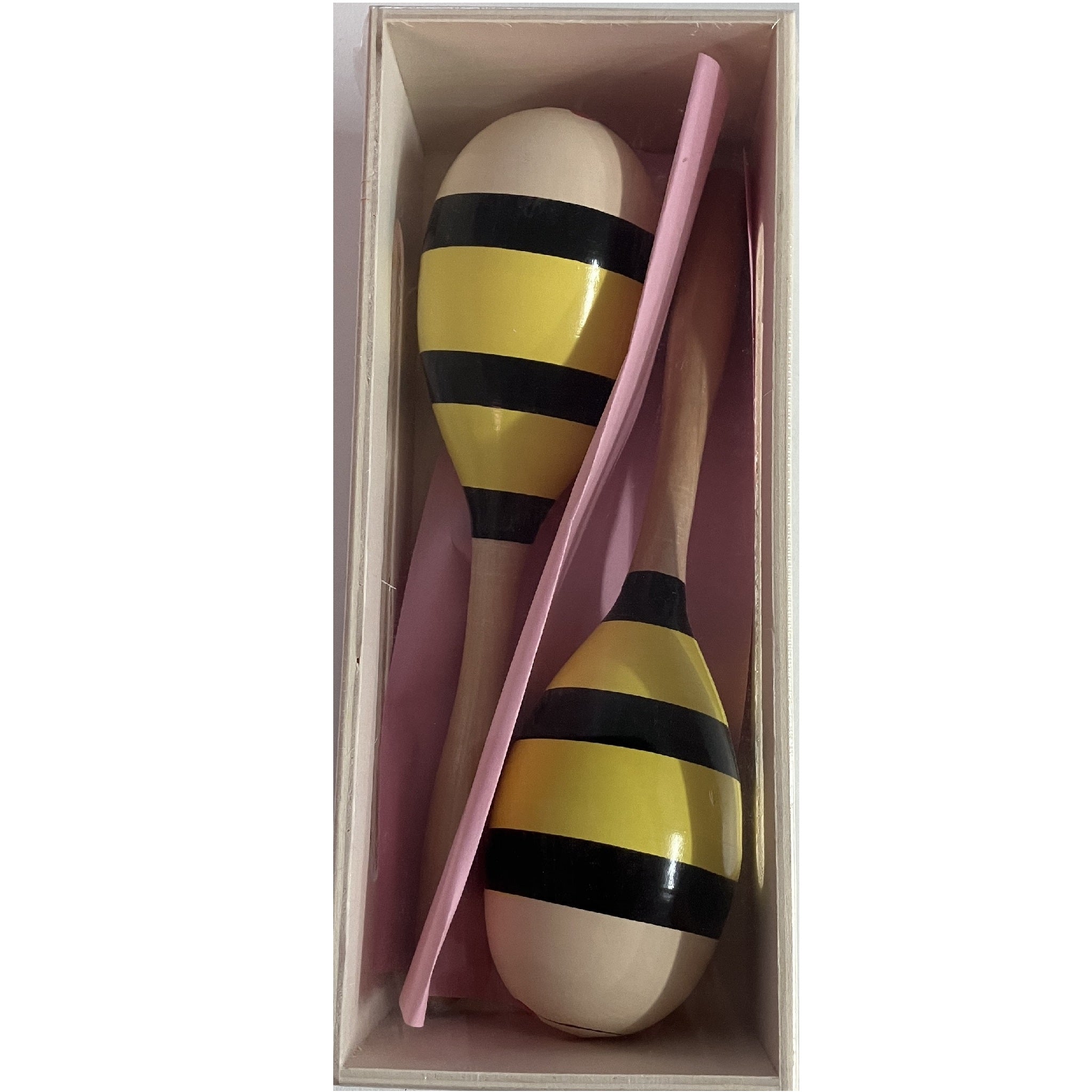 Wooden Maracas in Box - 22cm - Bee