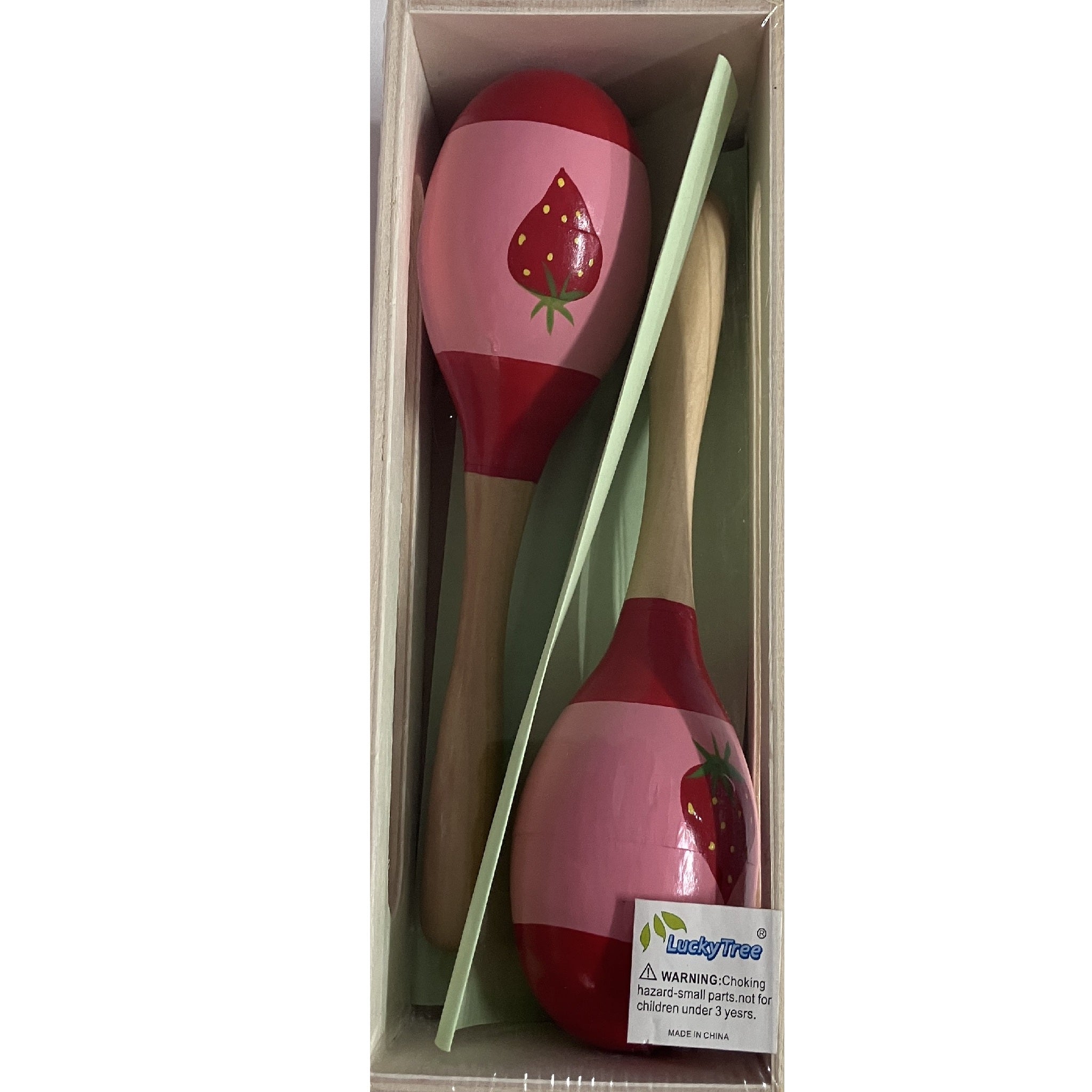 Wooden Maracas in Box - 19cm - Strawberries