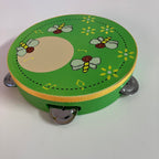 Wooden Tambourine  - Large - Bees on Green