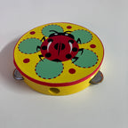 Wooden Tambourine  - Large - Ladybird on Yellow