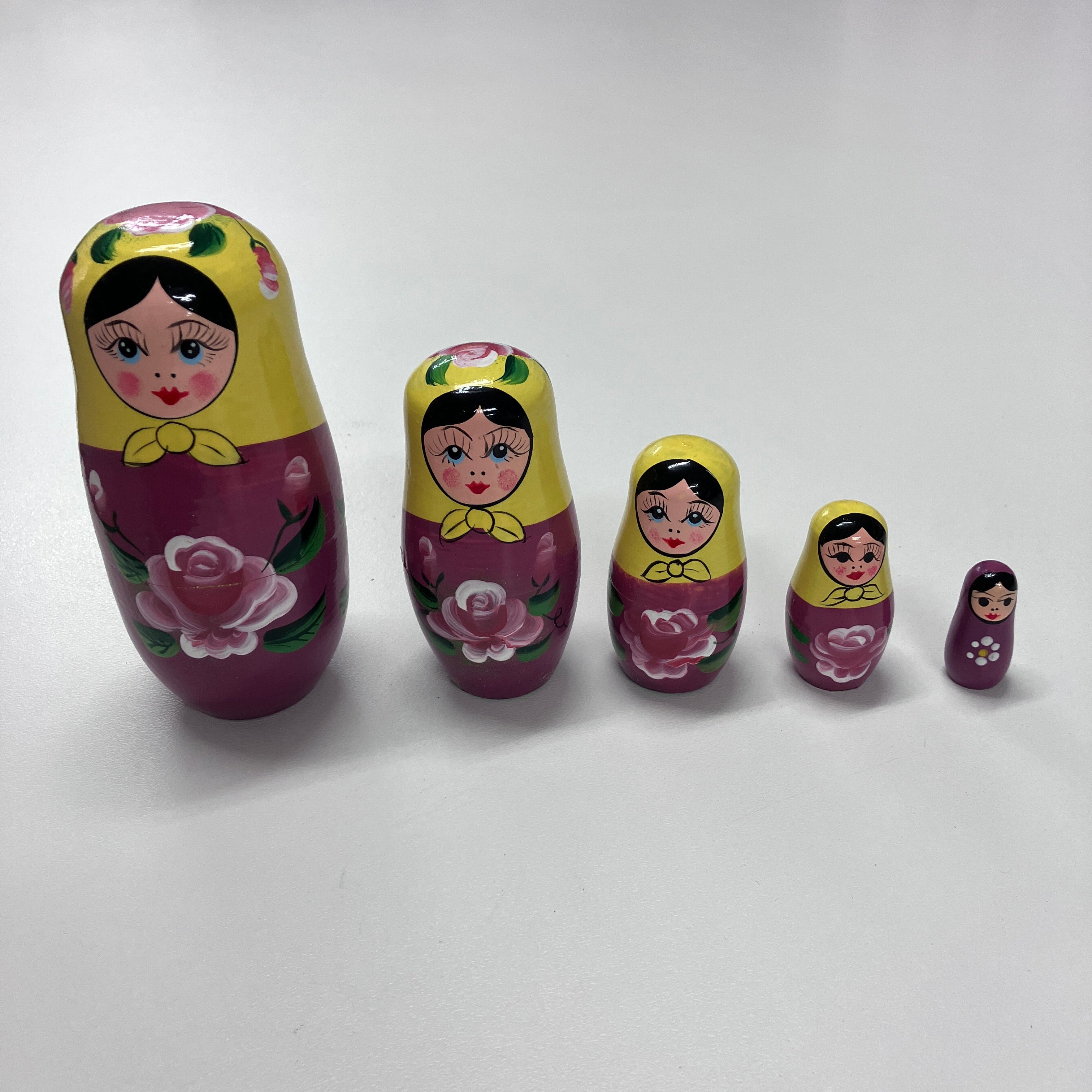 Wooden Russian Doll Set - 5 Dolls - Assorted Designs