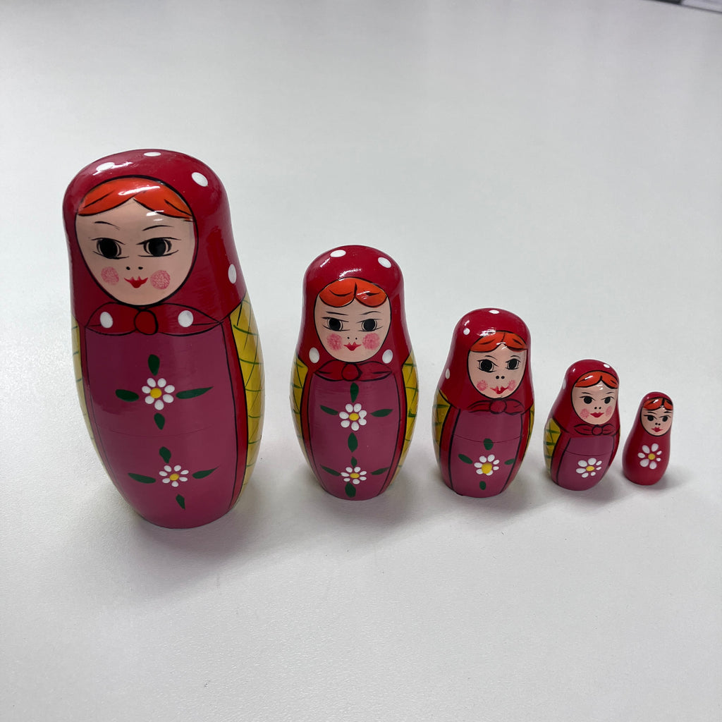 Wooden Russian Doll Set - 5 Dolls - Assorted Designs