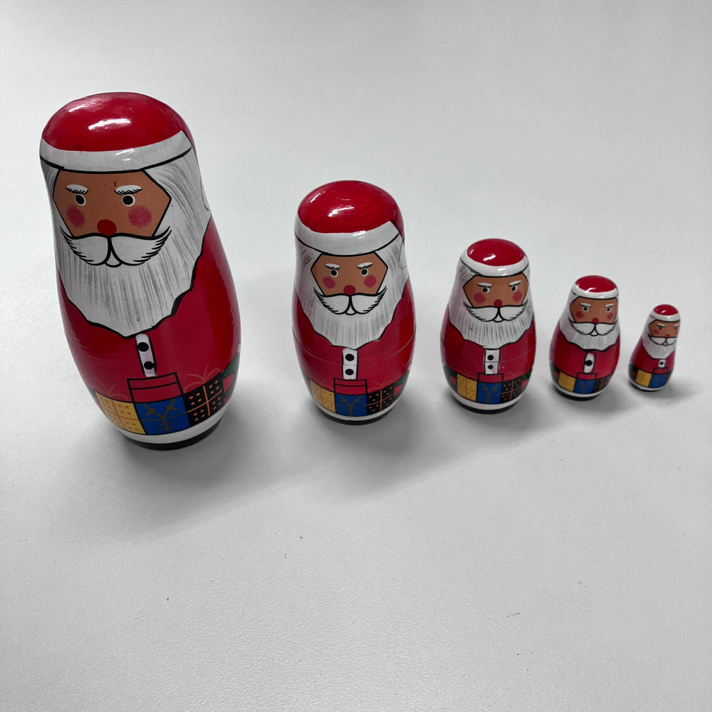 Wooden Russian Doll Set - 5 Dolls - Santa - Assorted Designs