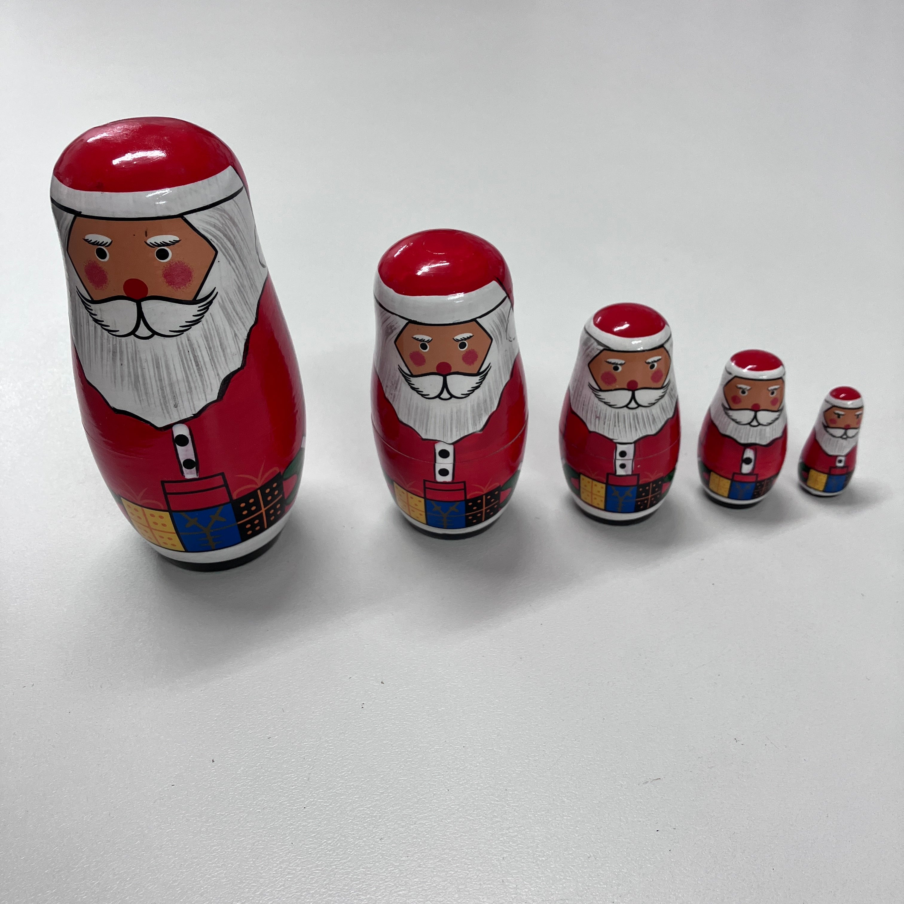 Wooden Russian Doll Set - 5 Dolls - Santa - Assorted Designs