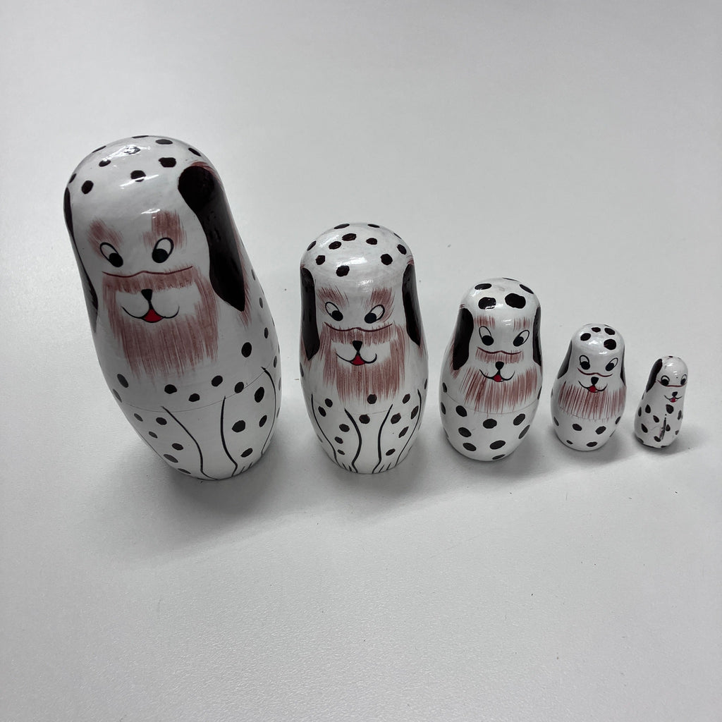 Wooden Russian Doll Set - 5 Dolls - Dalmation