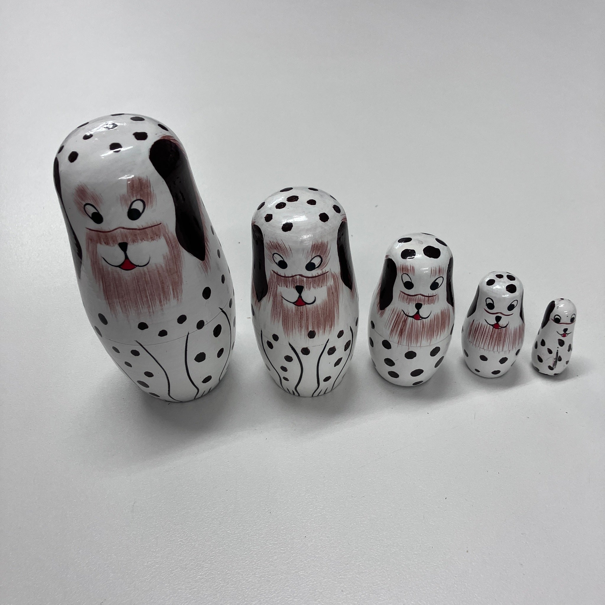 Wooden Russian Doll Set - 5 Dolls - Dalmation