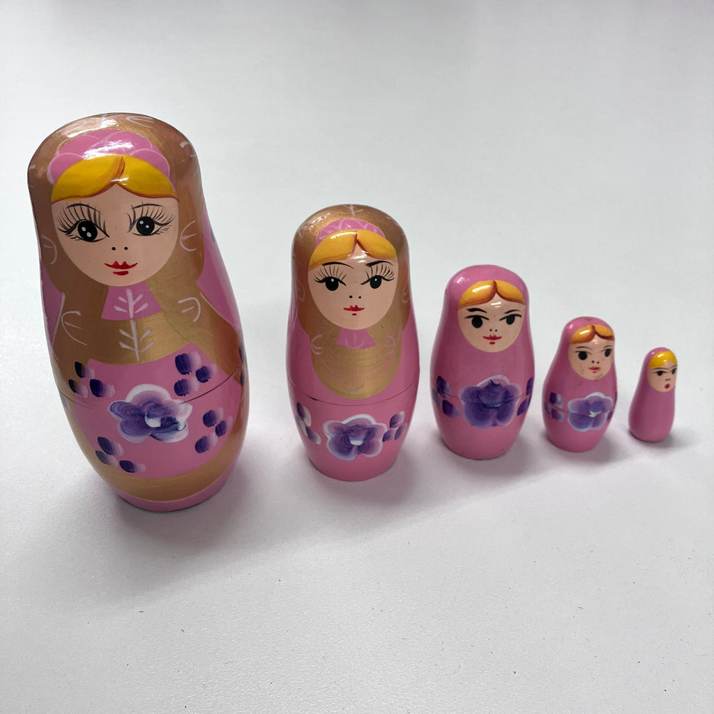 Wooden Russian Doll Set - 5 Dolls - Assorted Designs