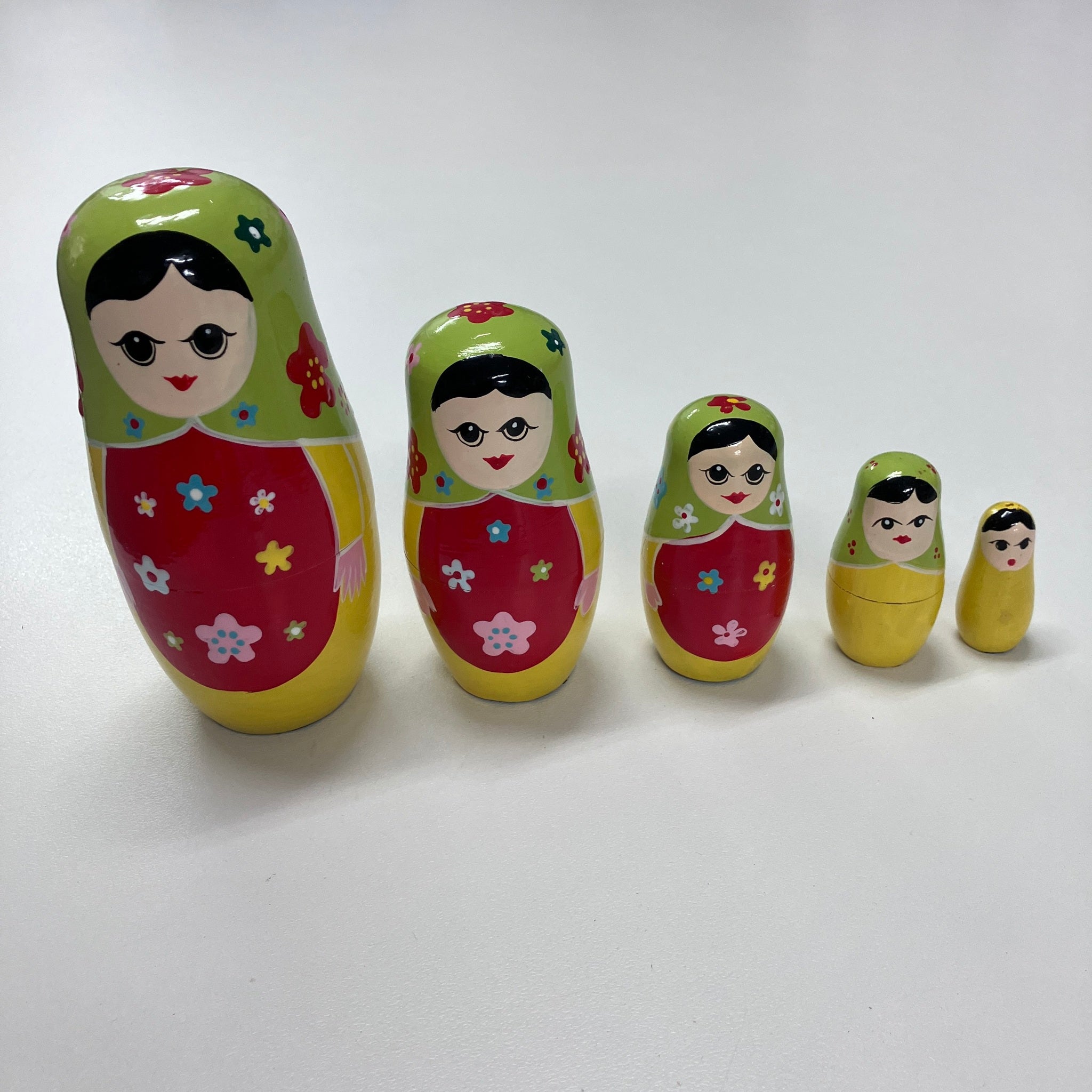 Wooden Russian Doll Set - 5 Dolls - Assorted Designs