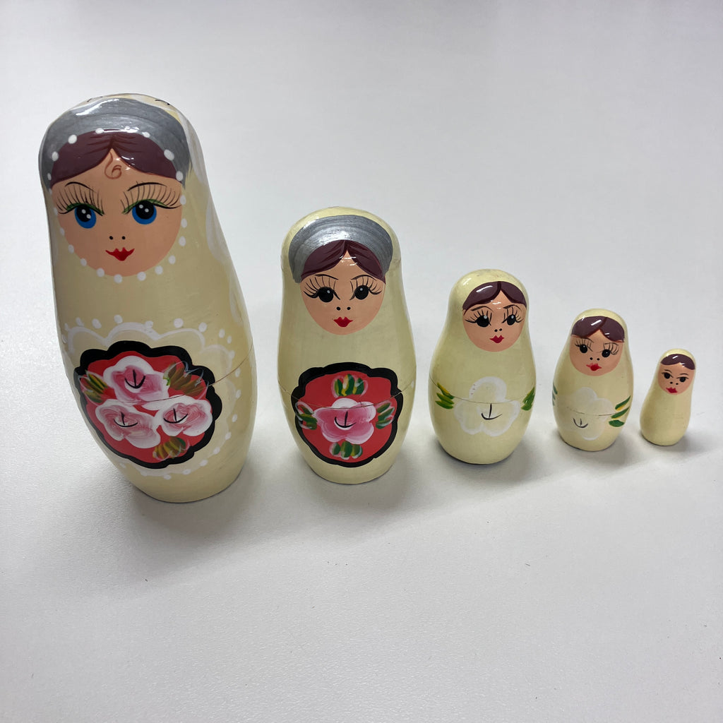 Wooden Russian Doll Set - 5 Dolls - Assorted Designs