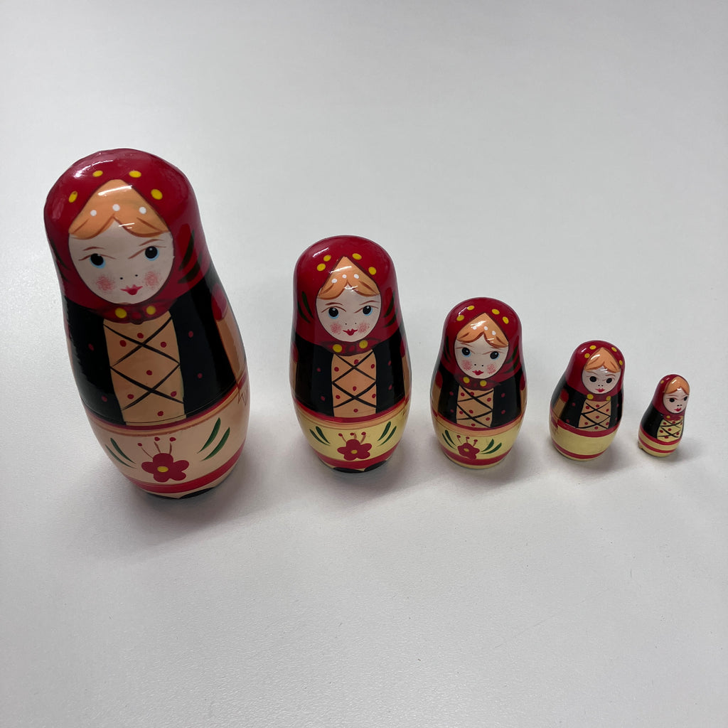 Wooden Russian Doll Set - 5 Dolls - Assorted Designs