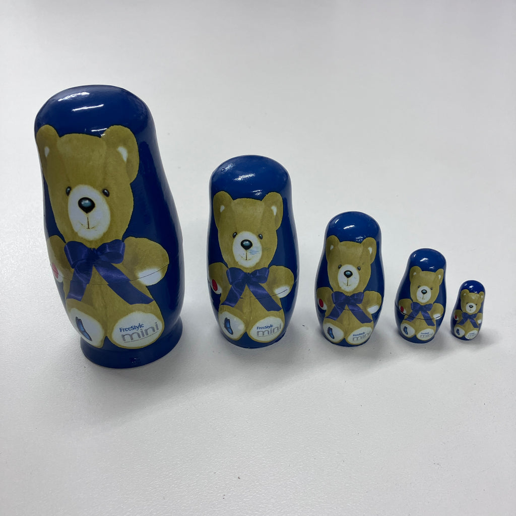 Wooden Russian Doll Set - 5 Dolls - Teddy