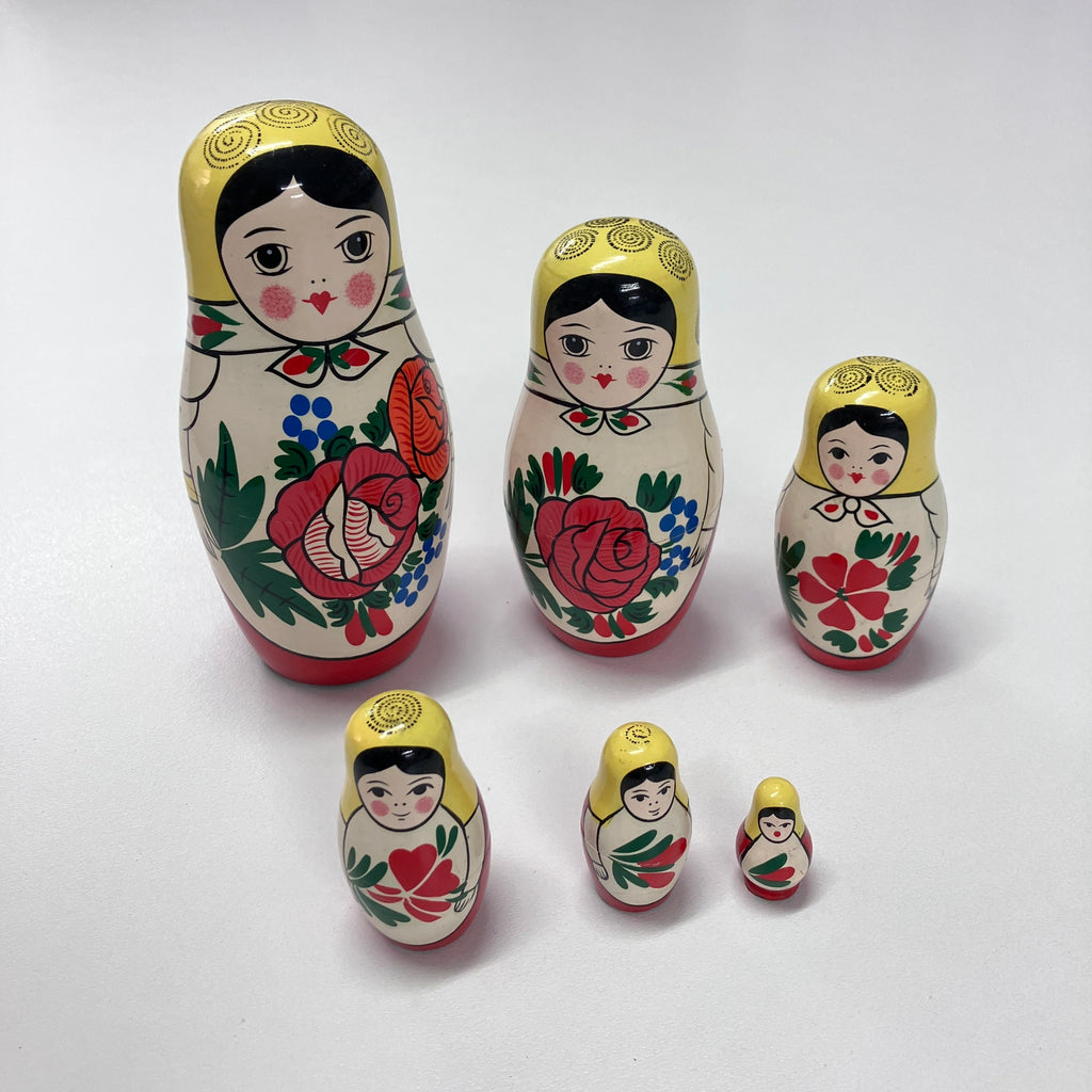 Wooden Russian Doll Set - 6 Dolls - Assorted Designs