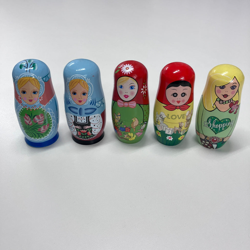 Wooden Russian Doll Set - 5 Dolls - Assorted Designs