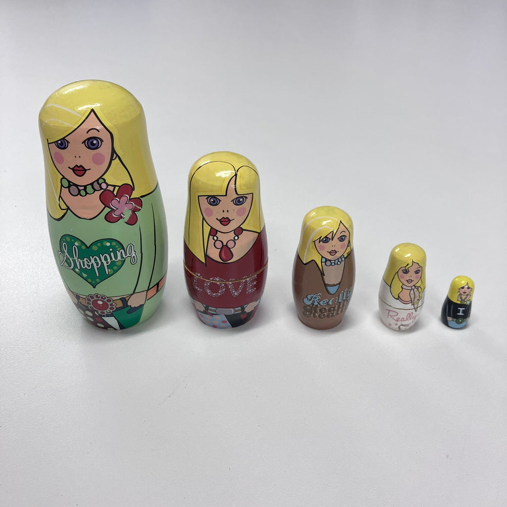 Wooden Russian Doll Set - 5 Dolls - Assorted Designs