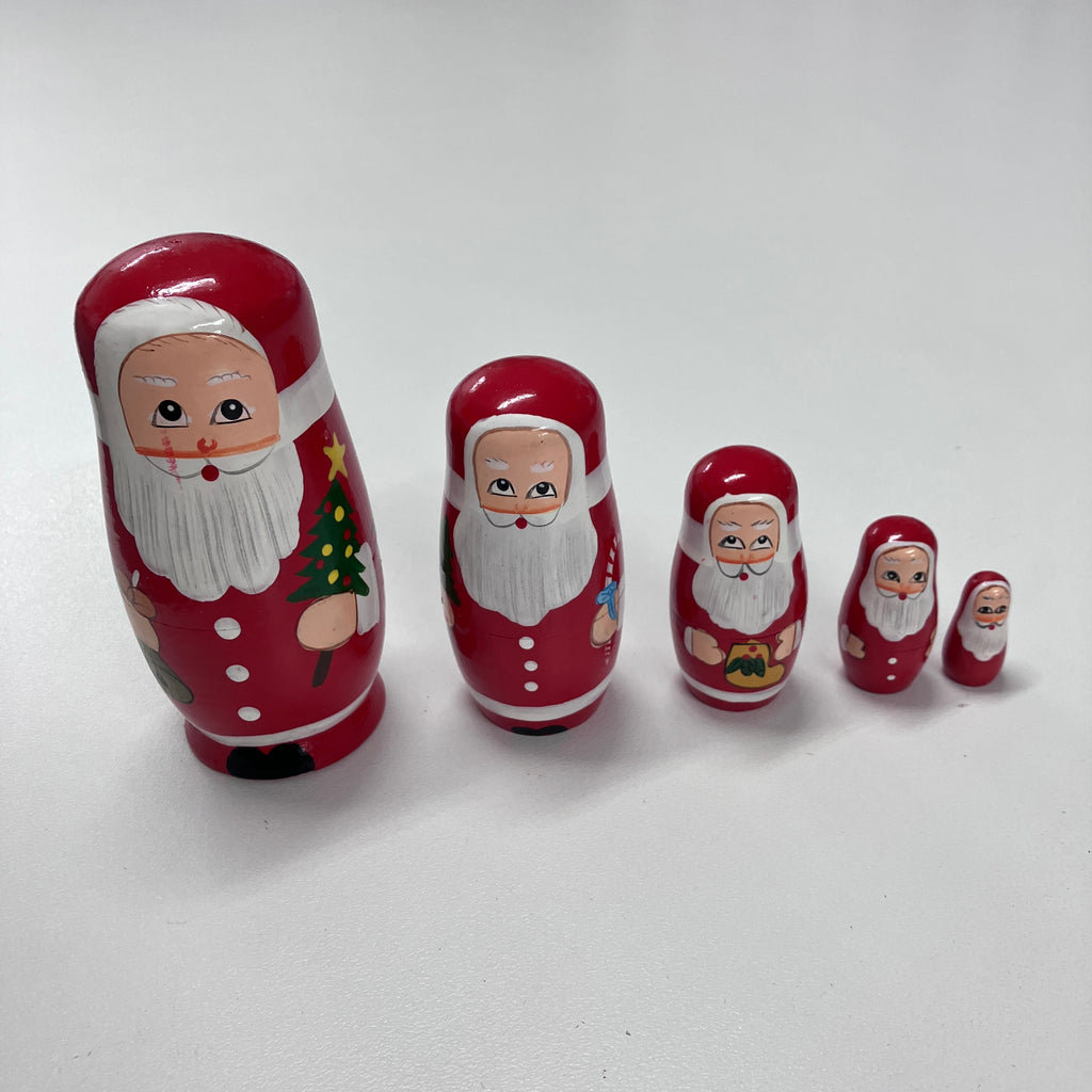 Wooden Russian Doll Set - 5 Dolls - Santa