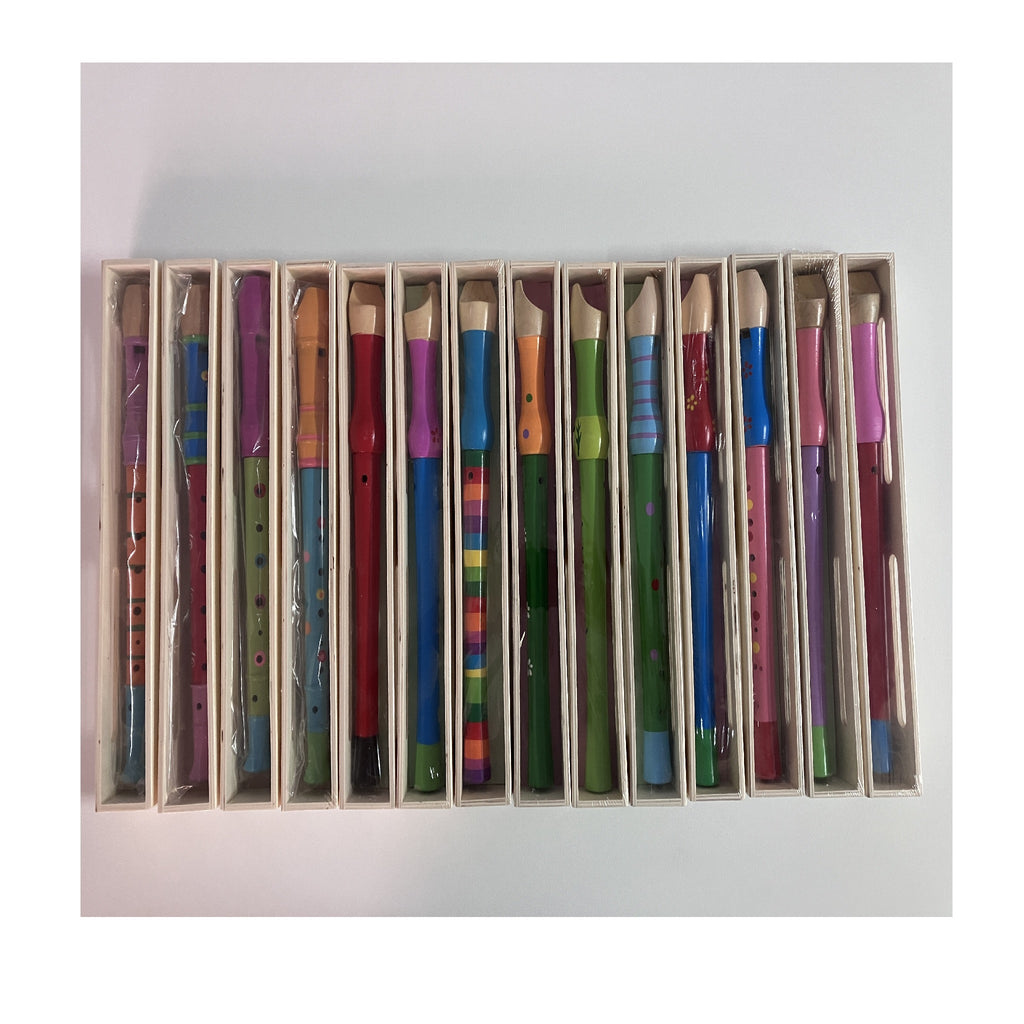 Wooden Recorder in Wooden Box - Large - Assorted Designs
