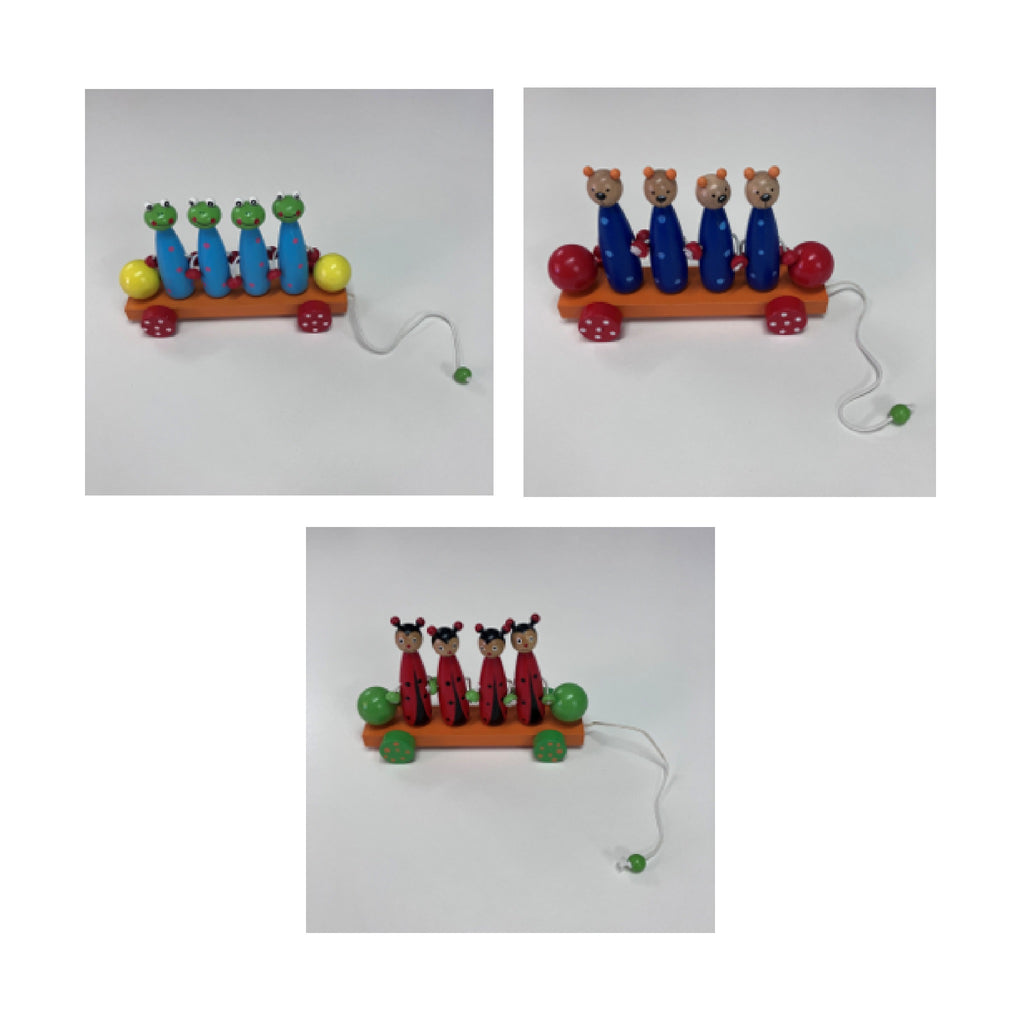 Wooden Skittles Car - Animals - Assorted Designs