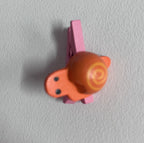 Wooden Mini Pegs - Orange Turtle on Pink Peg