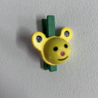 Wooden Mini Pegs - Yellow Bear on Green Peg