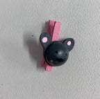 Wooden Mini Pegs - Grey Mouse on Pink Peg