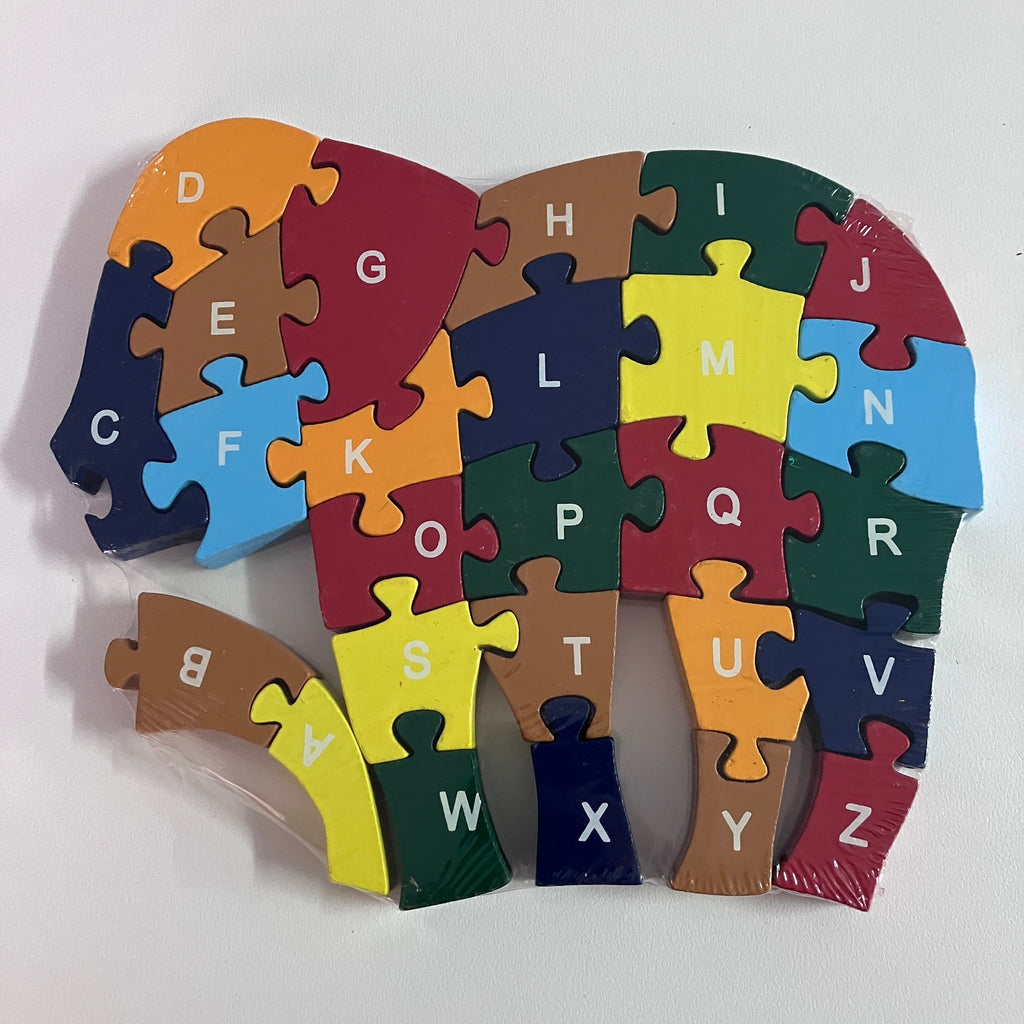Wooden Block Puzzle - Alphabet & Number - Elephant