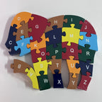 Wooden Block Puzzle - Alphabet & Number - Elephant