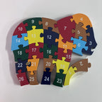 Wooden Block Puzzle - Alphabet & Number - Elephant