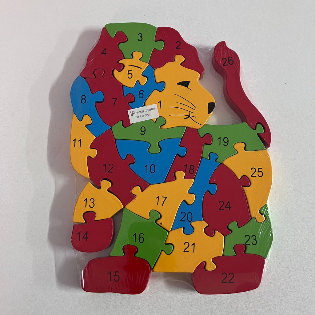 Wooden Block Puzzle - Alphabet & Number - Lion