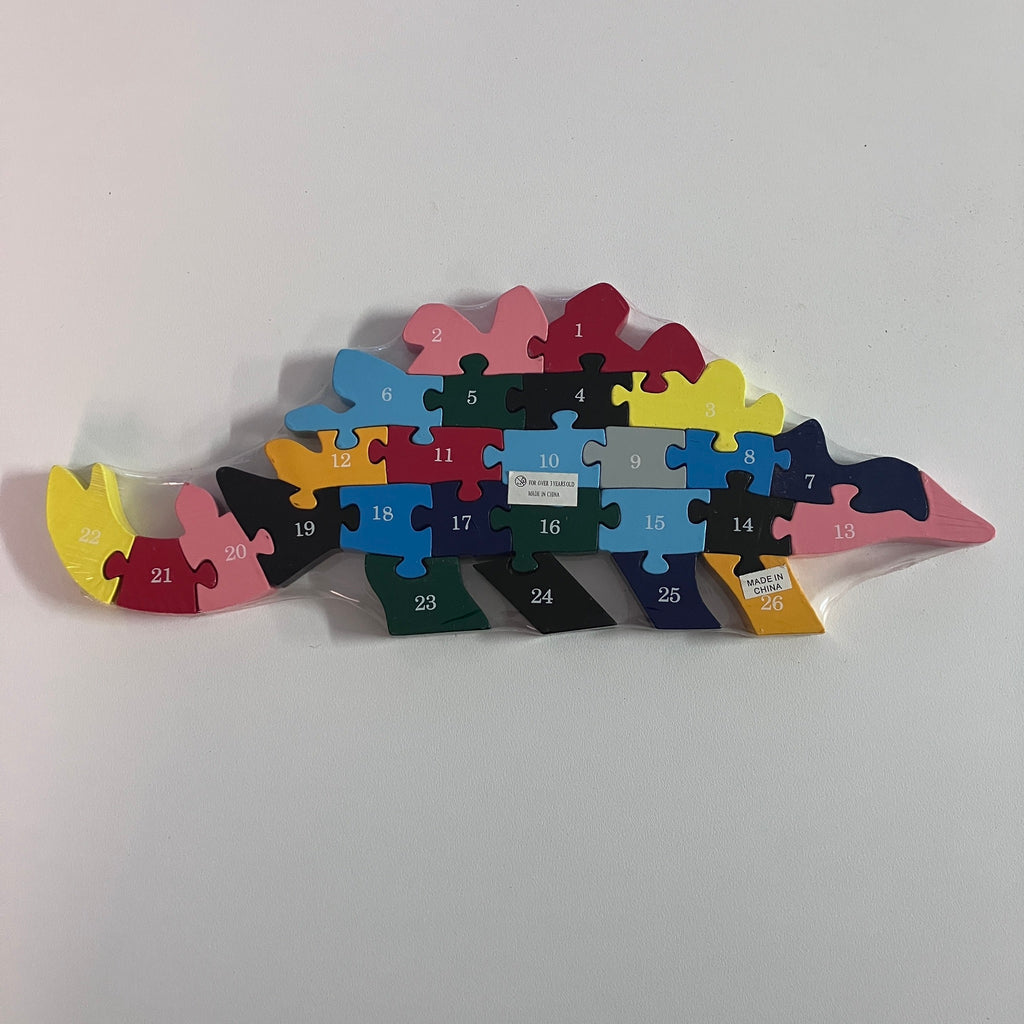 Wooden Block Puzzle - Alphabet & Number - Dinosaur