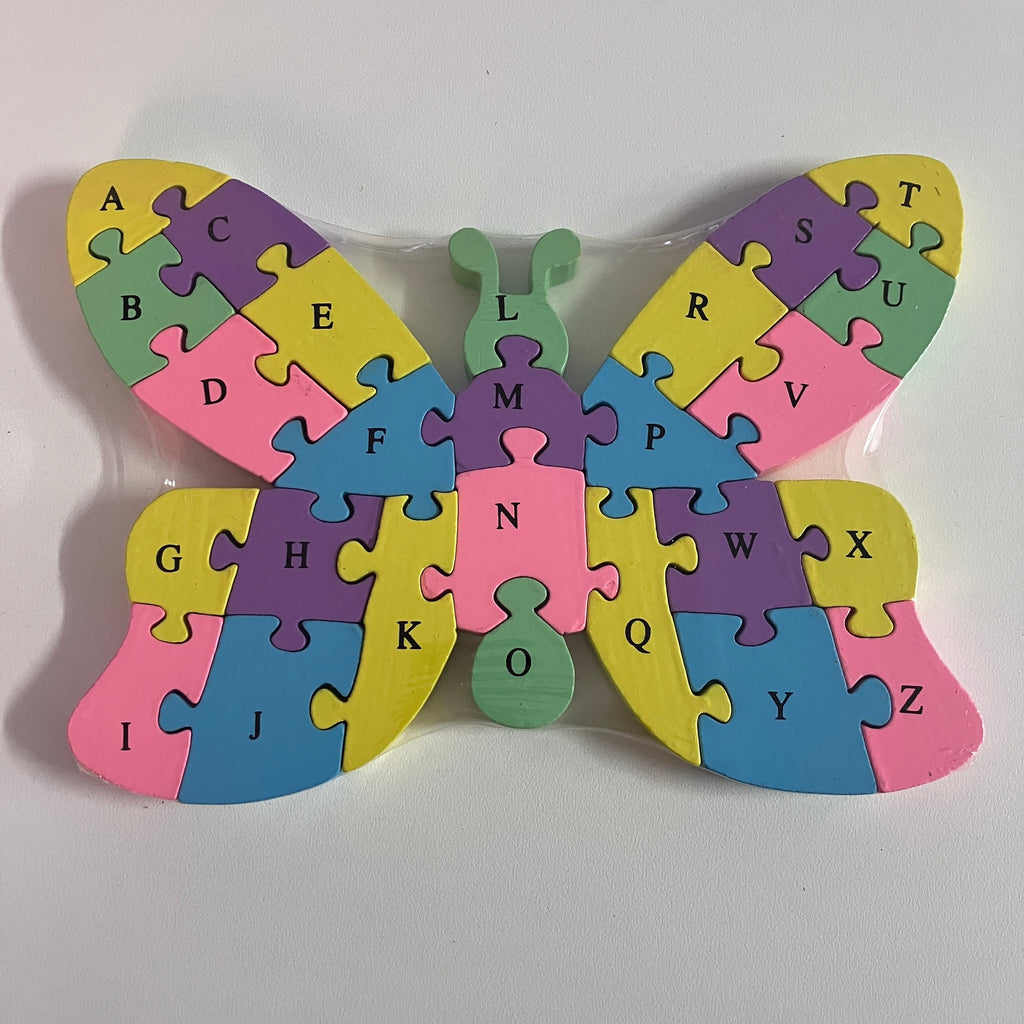 Wooden Block Puzzle - Alphabet & Number - Butterfly