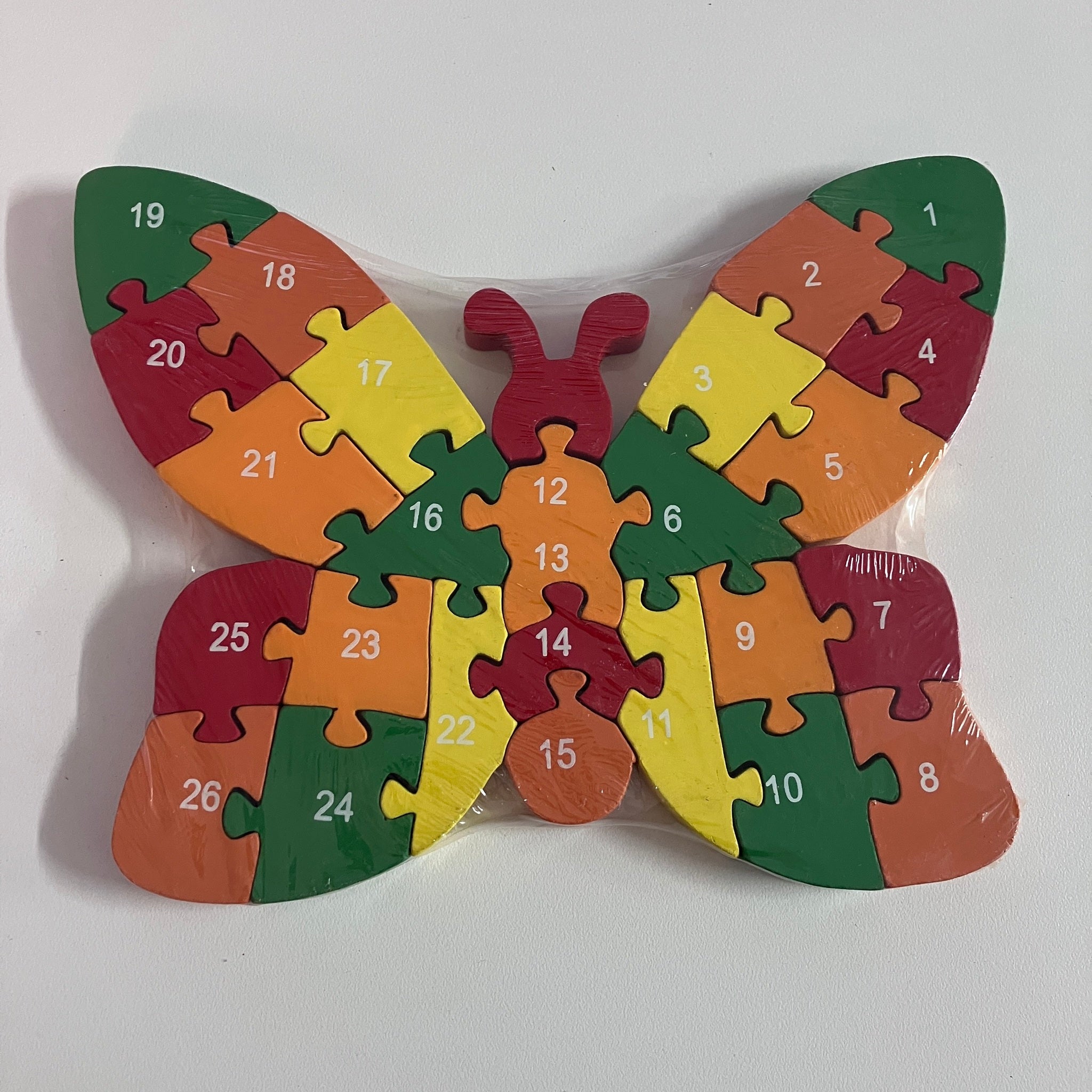 Wooden Block Puzzle - Alphabet & Number - Butterfly