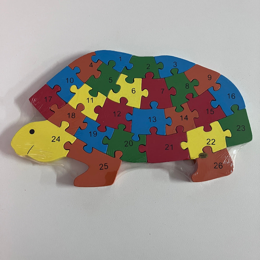 Wooden Block Puzzle - Alphabet & Number - Turtle