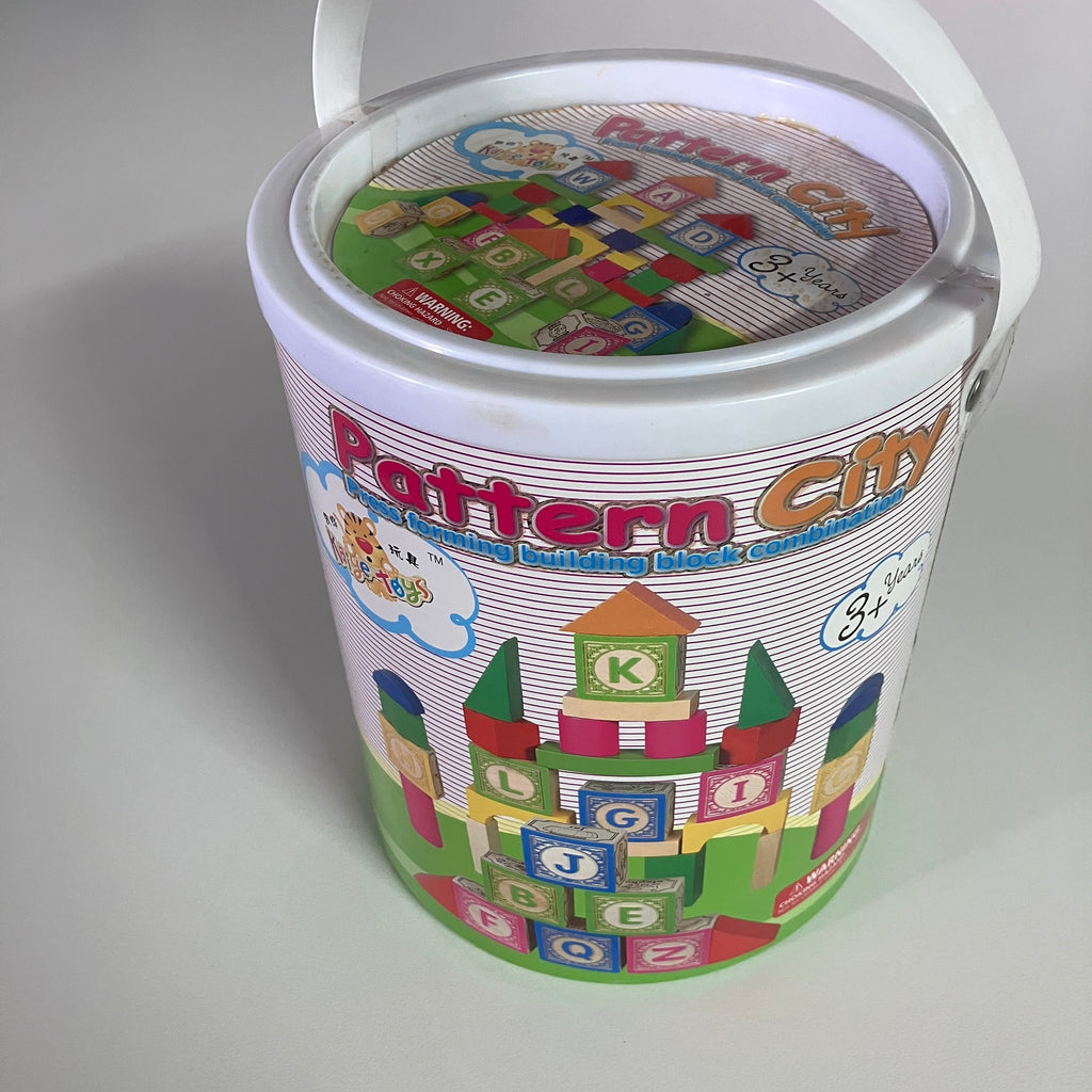 Wooden Blocks Set in Carry Bucket