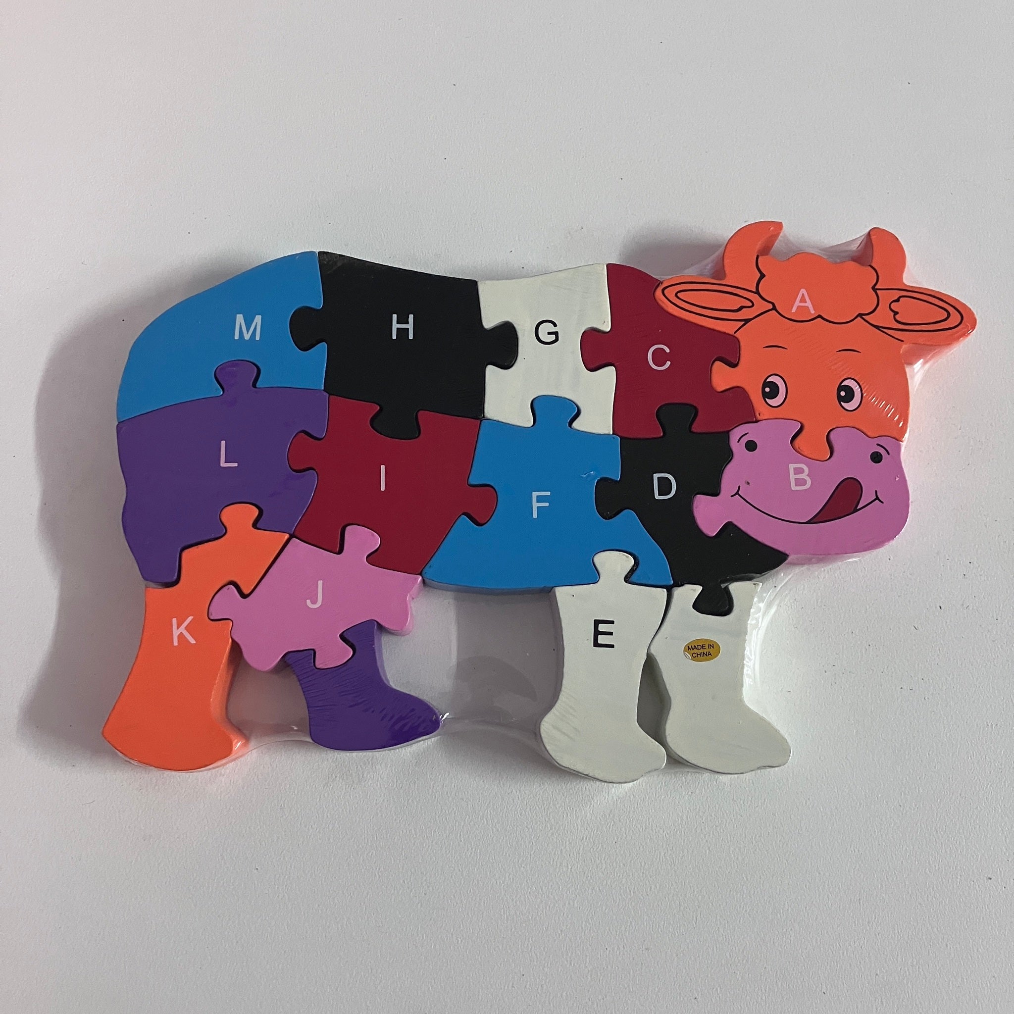 Wooden Block Puzzle - Alphabet - Cow