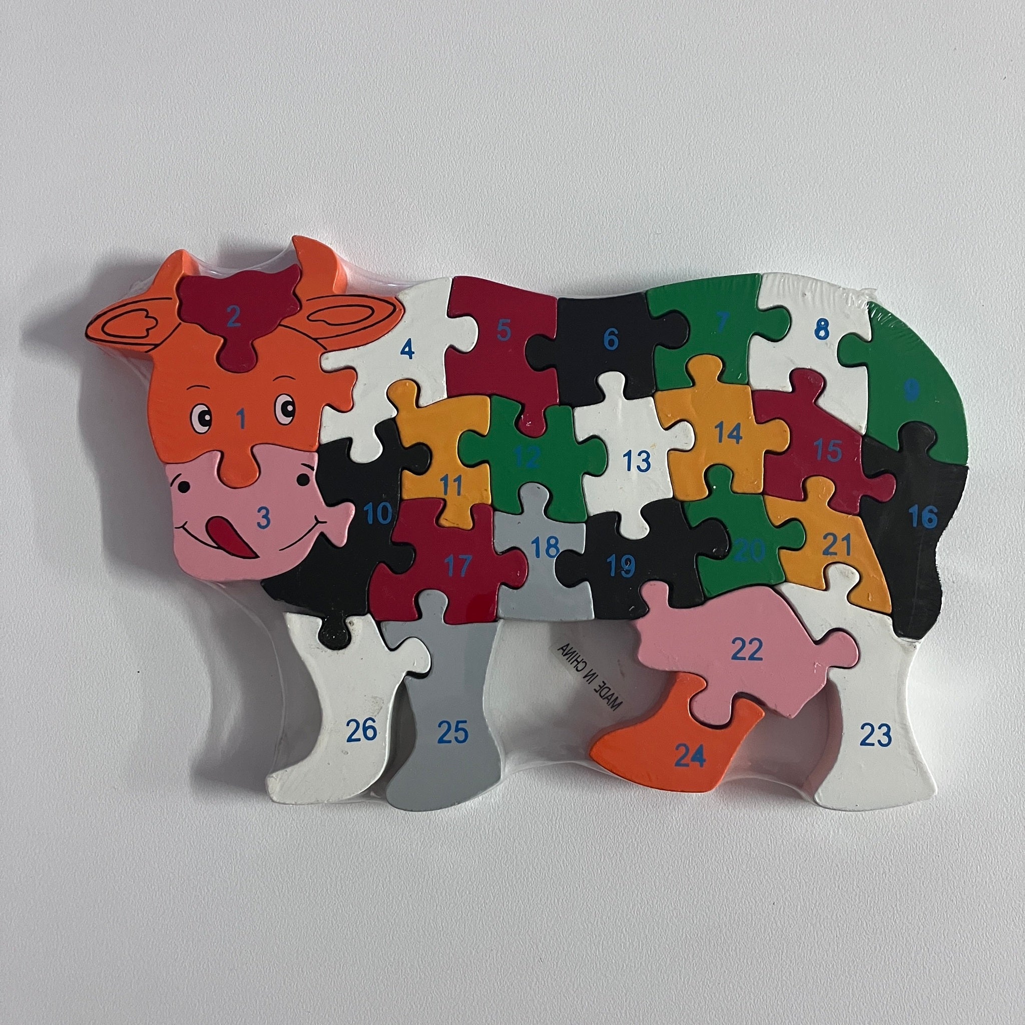 Wooden Block Puzzle - Alphabet & Number - Cow
