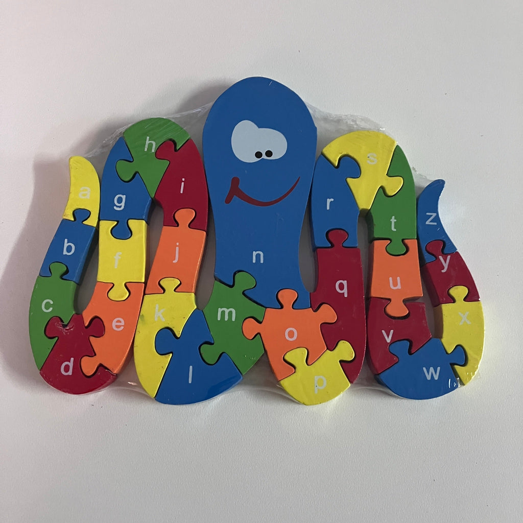 Wooden Block Puzzle - Alphabet & Number - Octopus